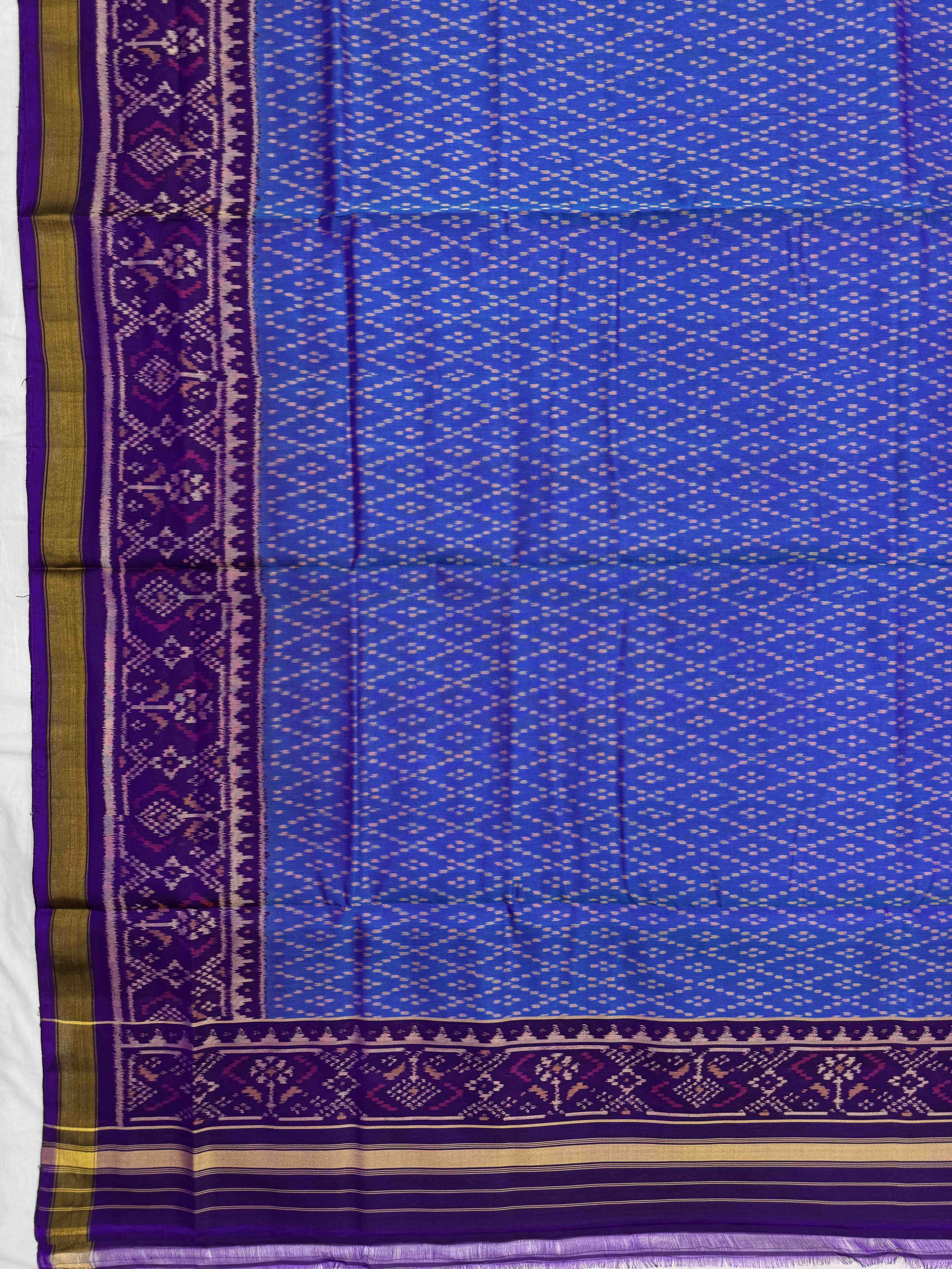 Purple & Sky Blue Navratan Panchanda with Bottonful Patola Dress