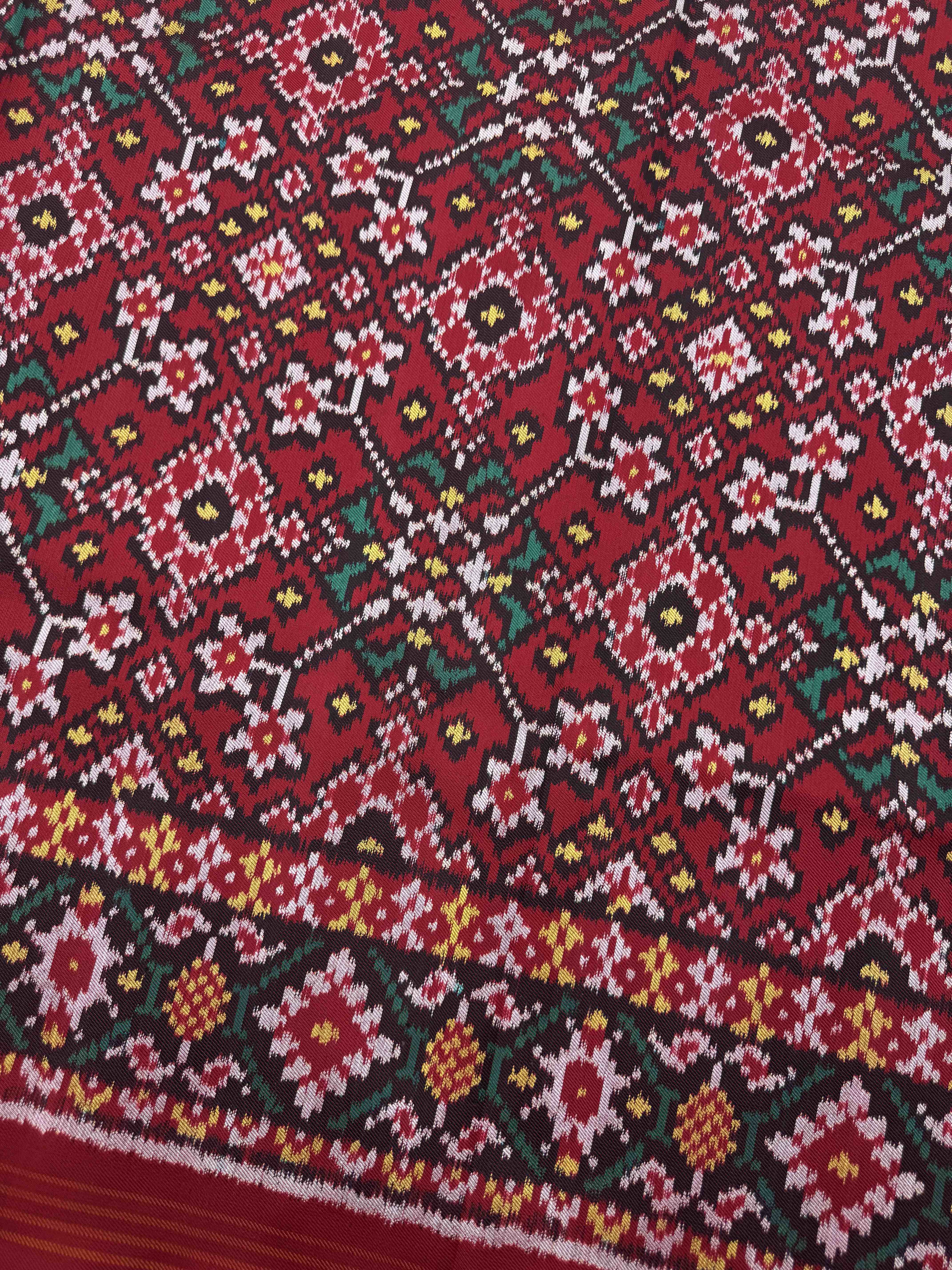Red Navratan Twill Patola Saree