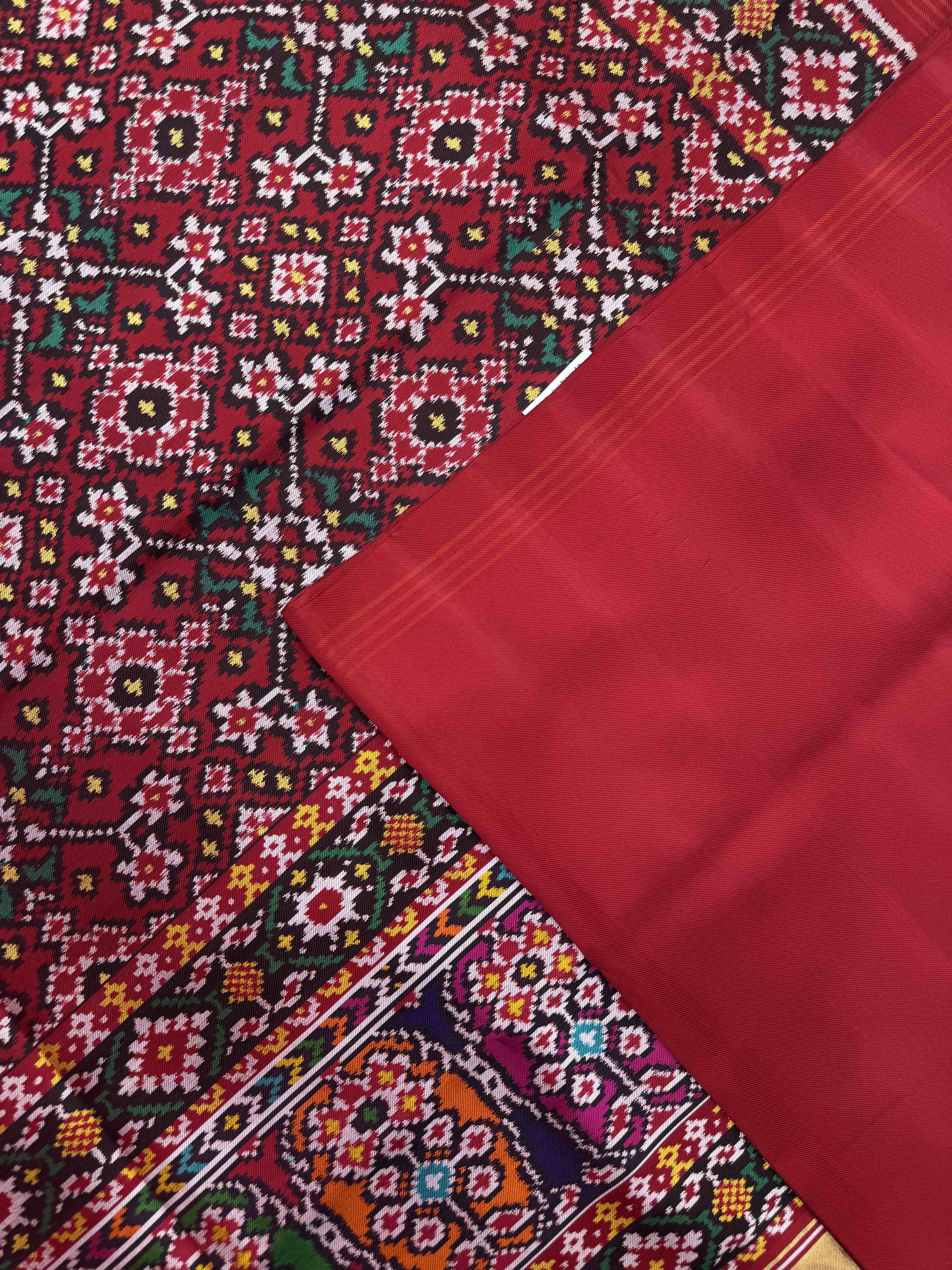 Red Navratan Twill Patola Saree