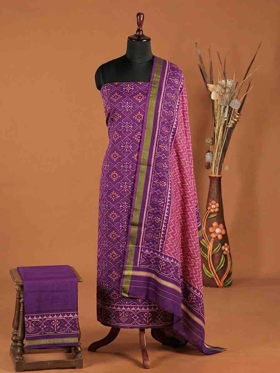 Purple & Pink Panchanda with Zig zag Linging Patola Dress