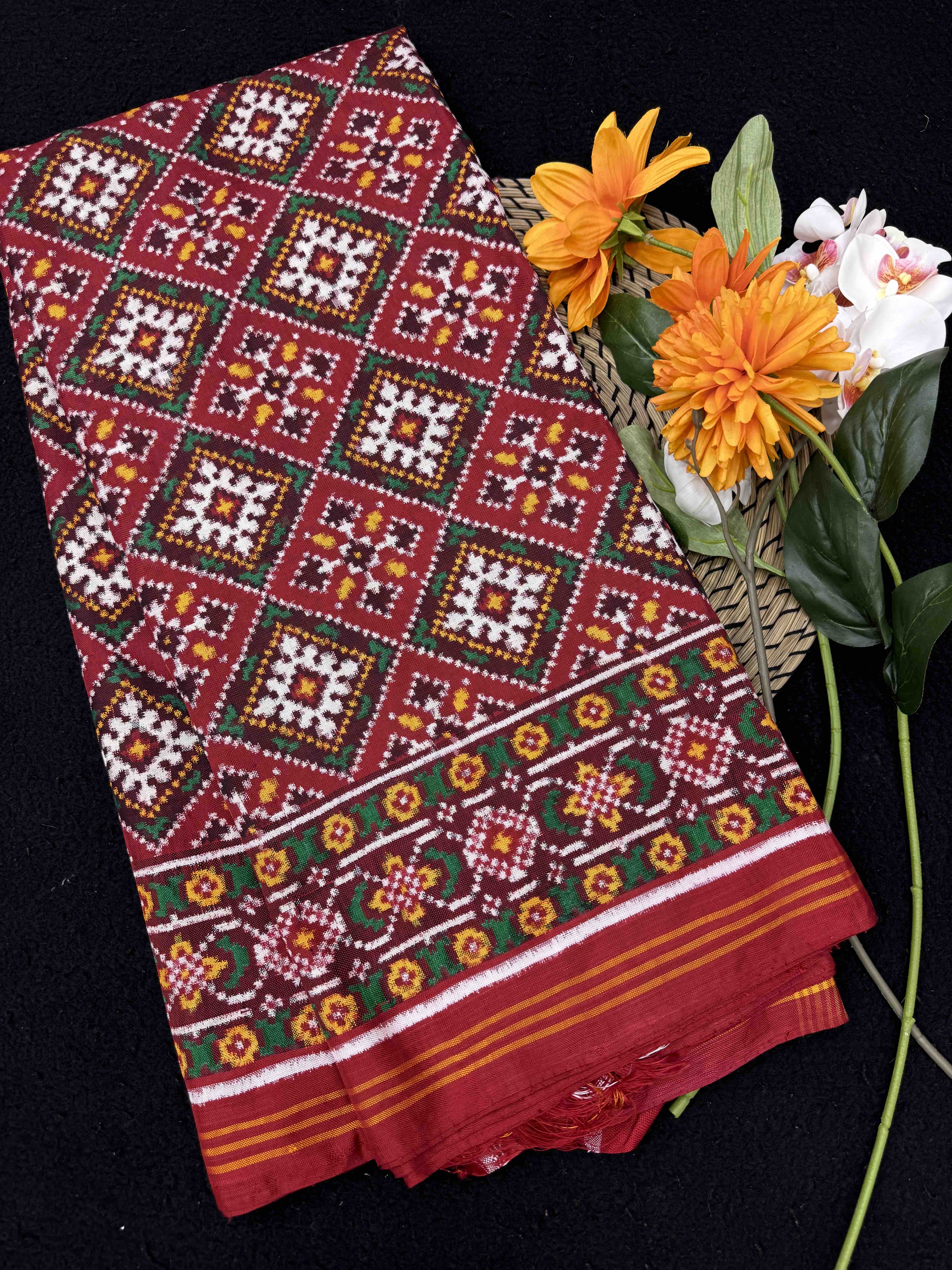 Red Panchanda Double Ikat Patan Patola Saree