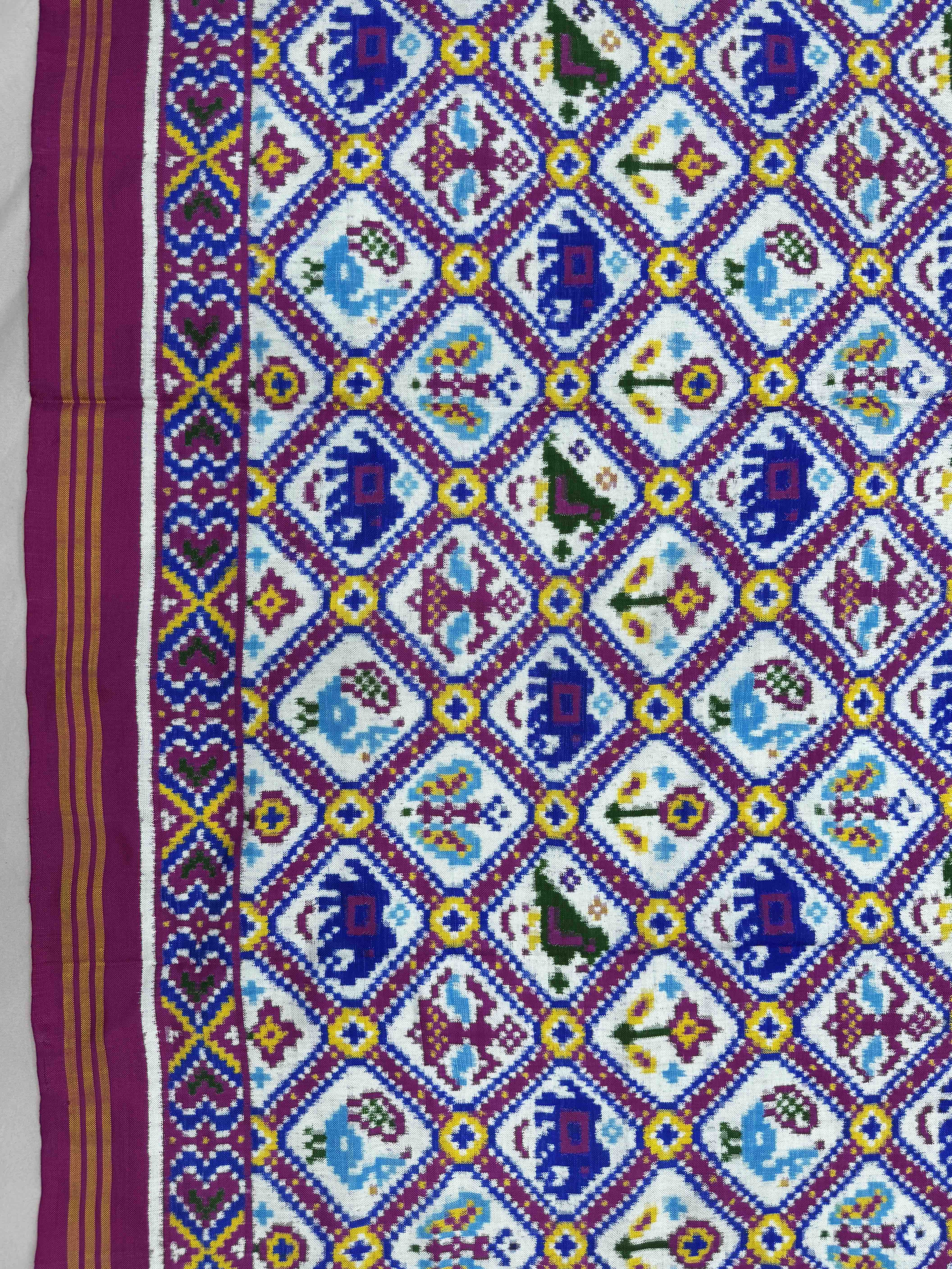 Pink & White Narikunj Double Ikat Patan Patola Dupatta