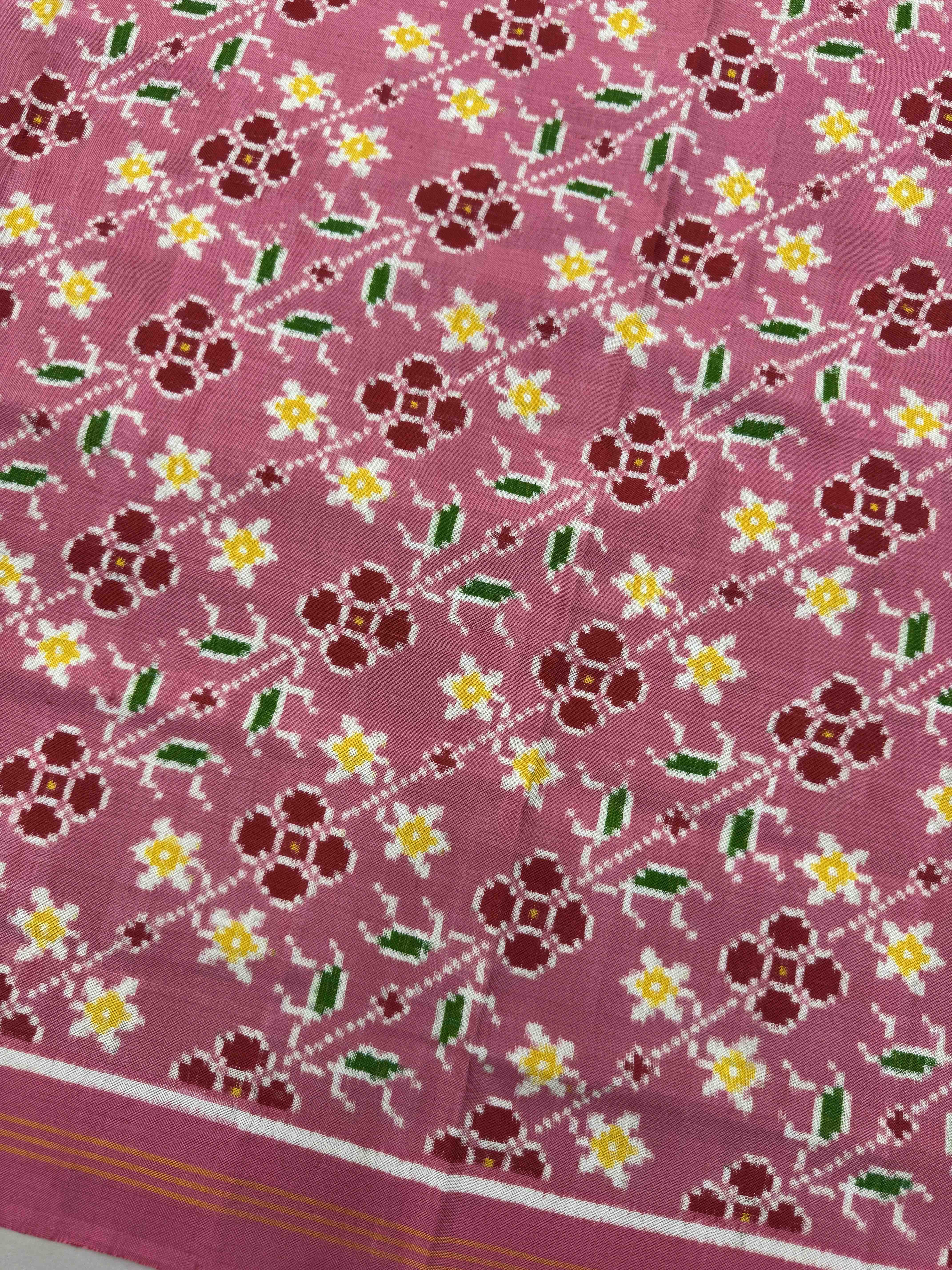 Light Pink Navratan Elephant Double Ikat Patan Patola Saree