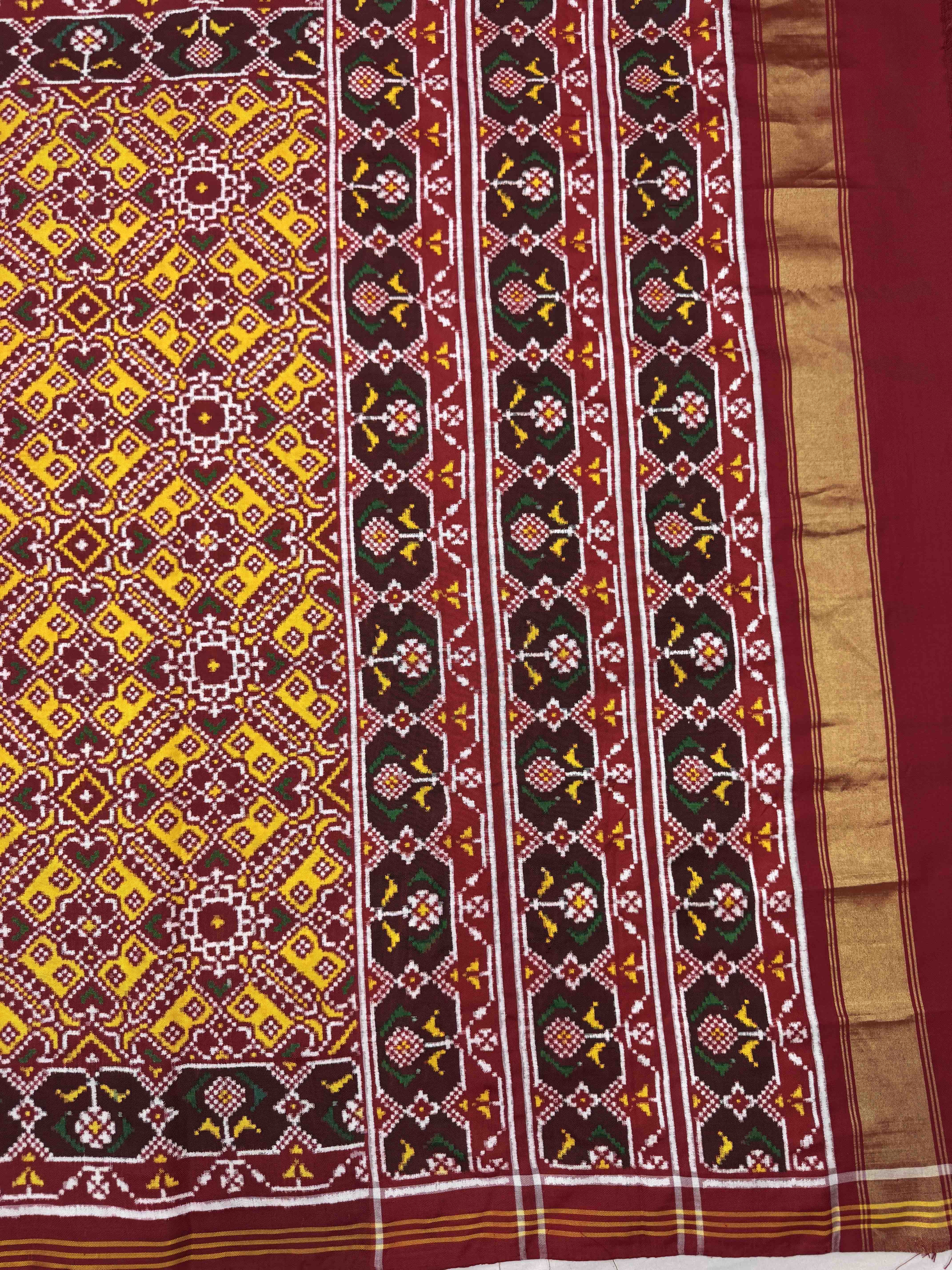 Red & Yellow Manekchowk Double Ikat Patan Patola Saree