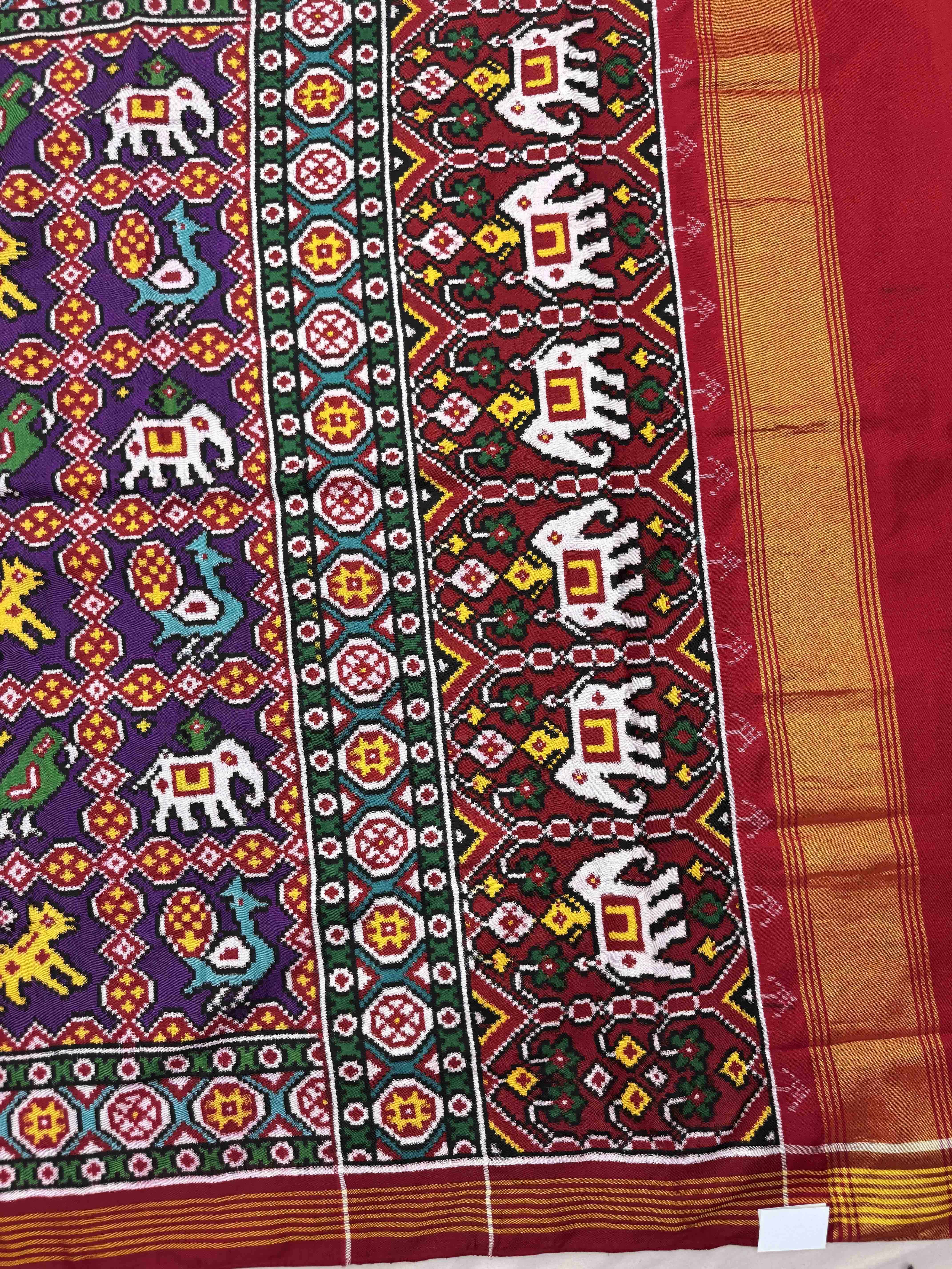 Red & Purple Narikunj Double Ikat Patan Patola Saree