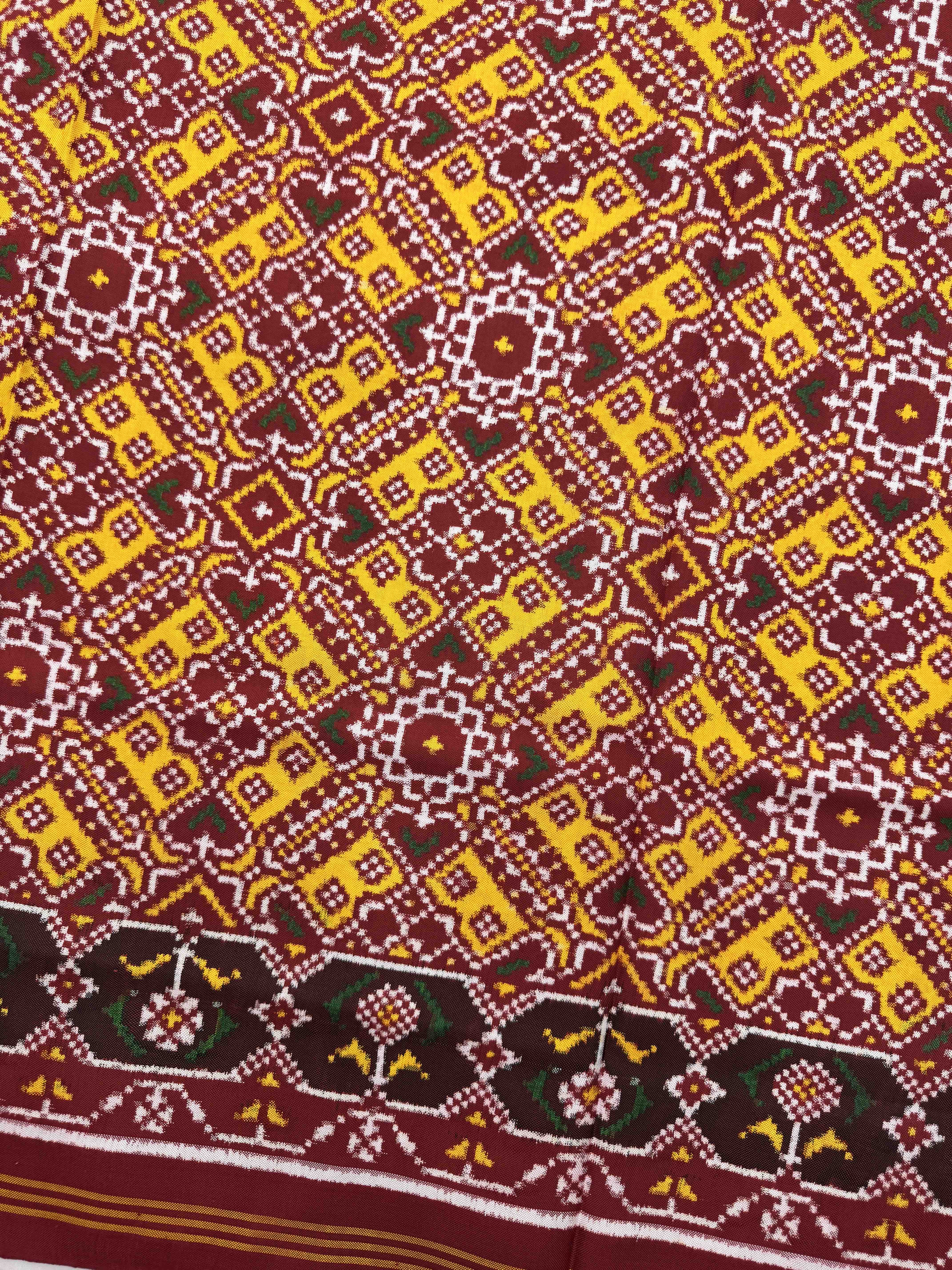 Red & Yellow Manekchowk Double Ikat Patan Patola Saree