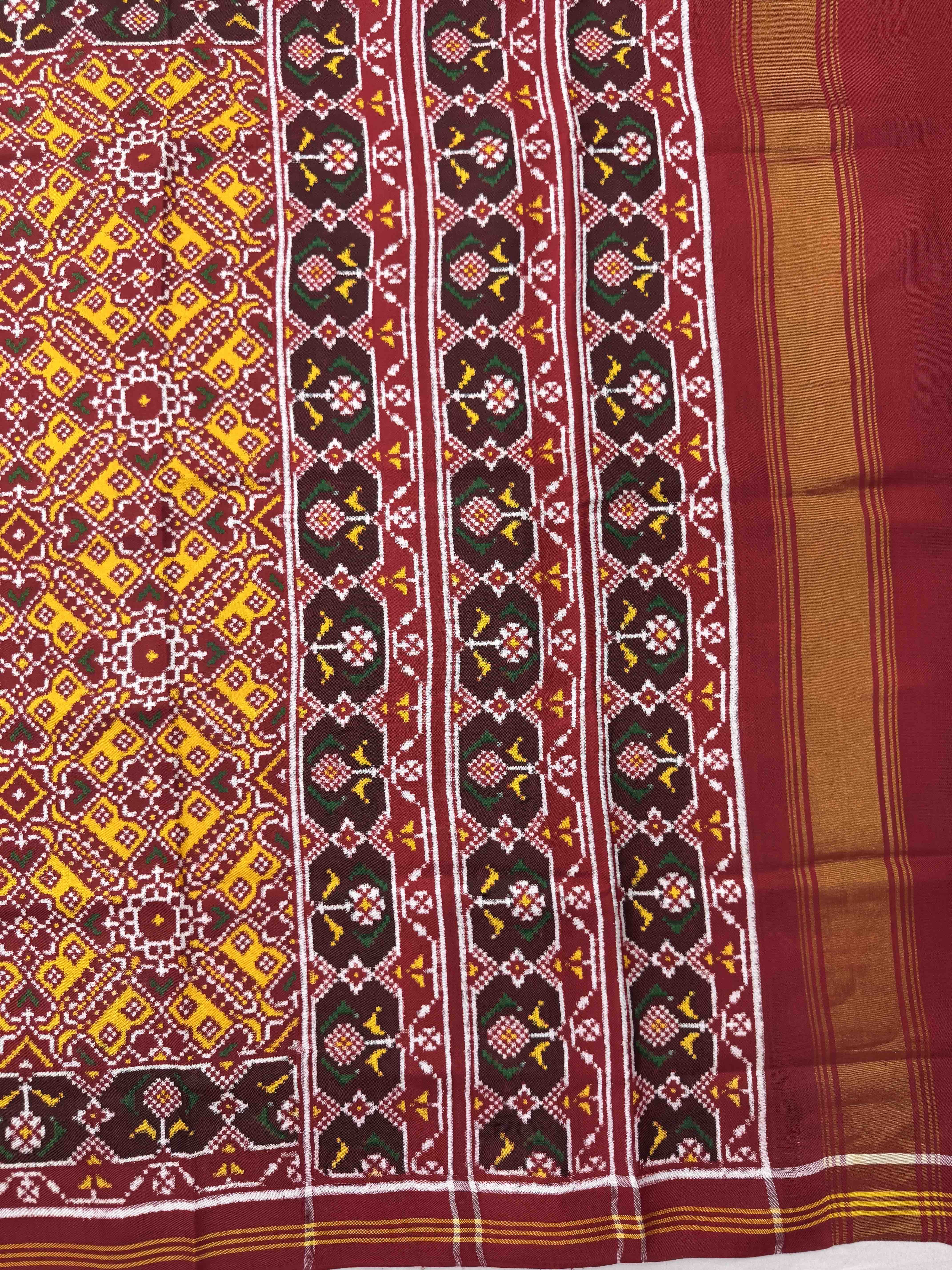 Red & Yellow Manekchowk Double Ikat Patan Patola Saree
