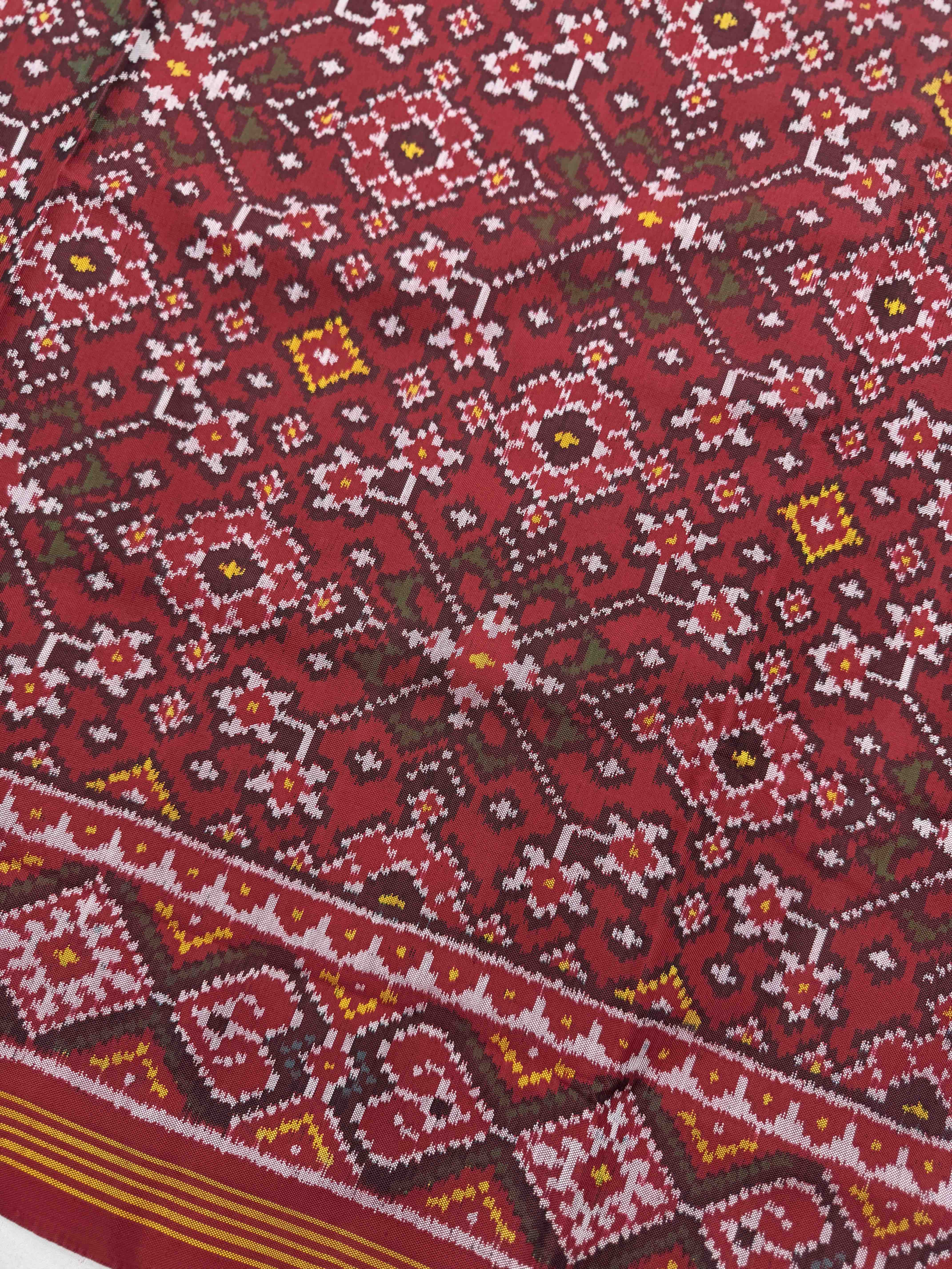 Red Navratan Single Ikat Patan Patola Saree