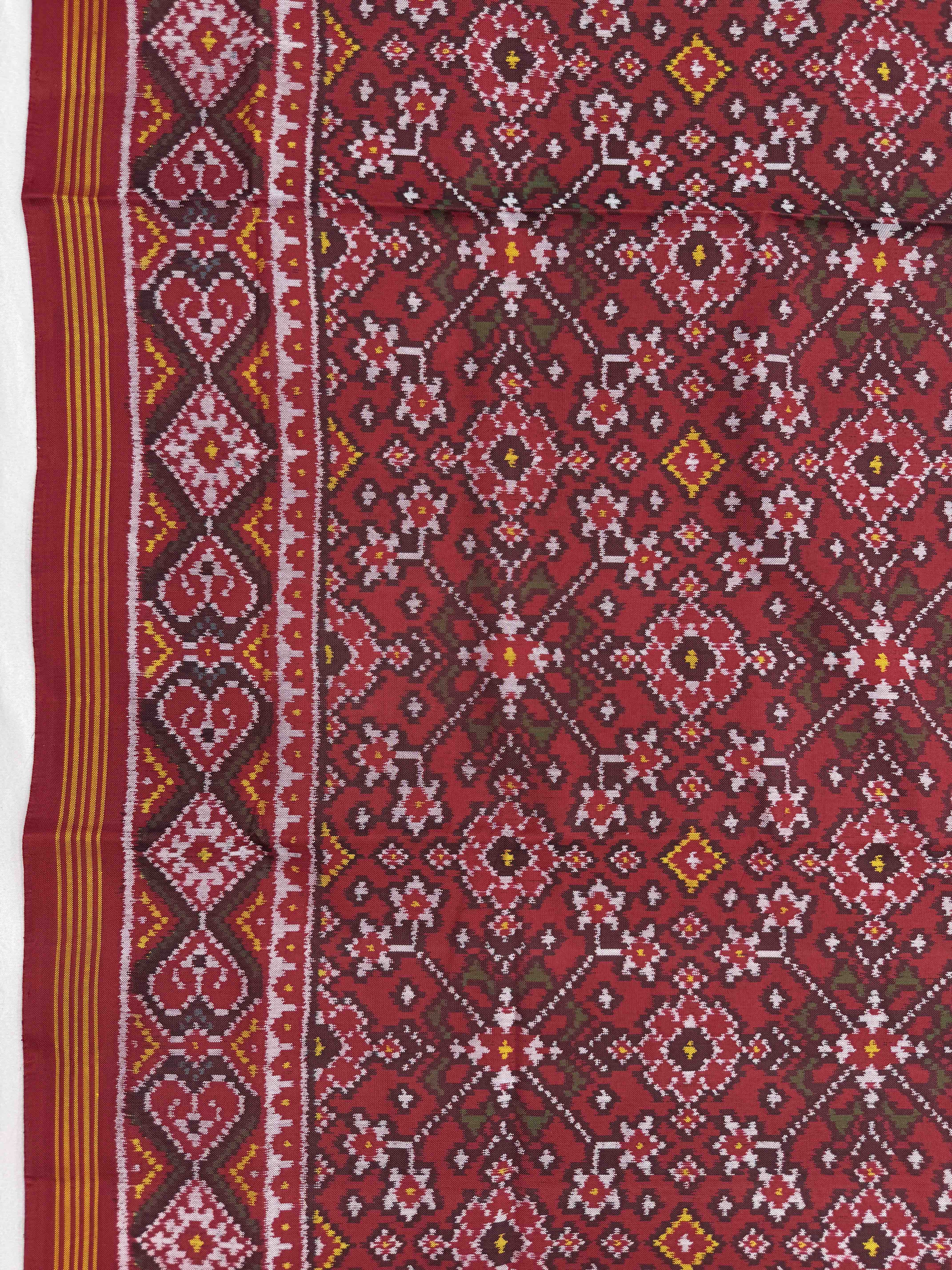 Red Navratan Single Ikat Patan Patola Saree
