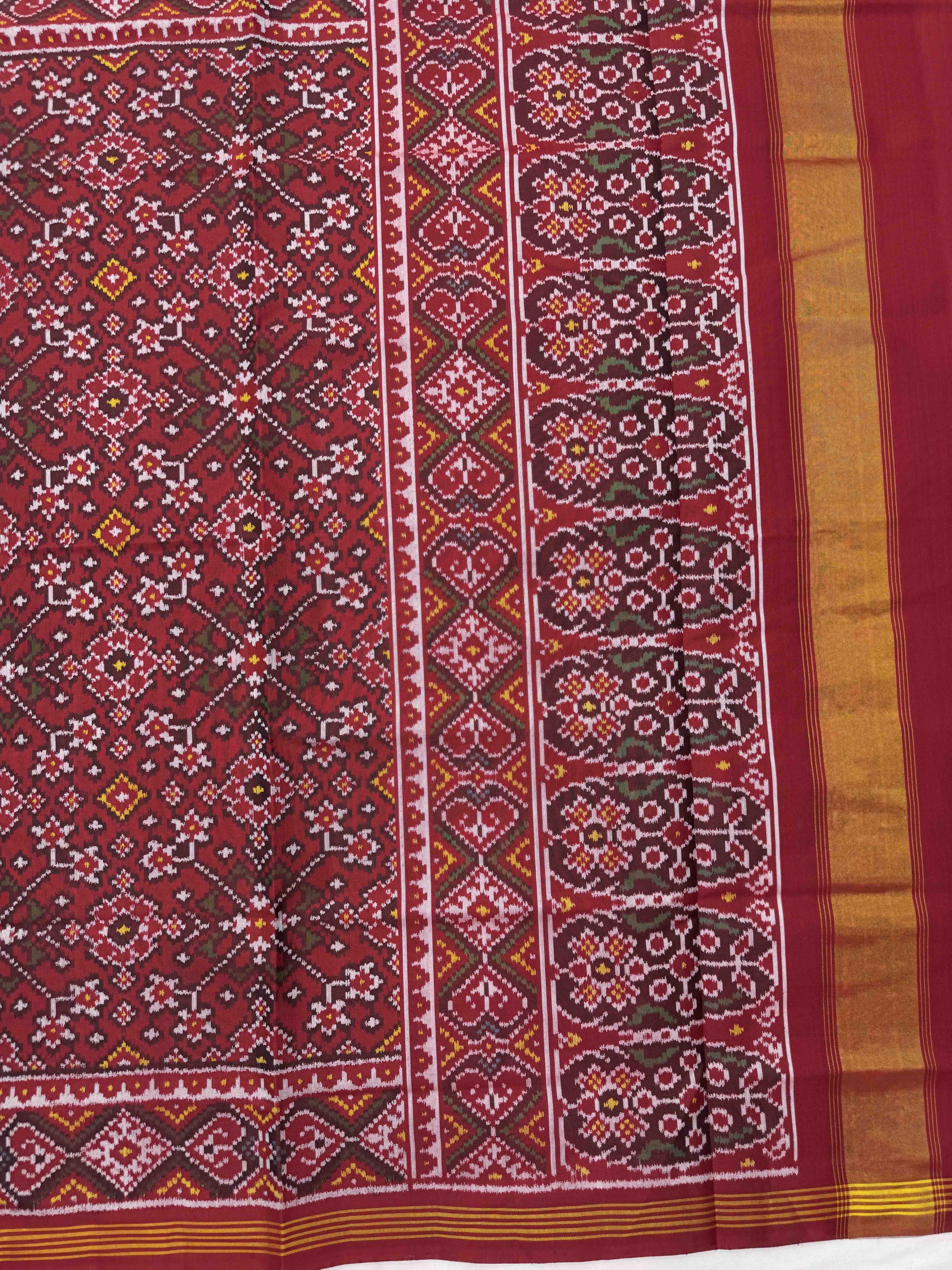 Red Navratan Single Ikat Patan Patola Saree