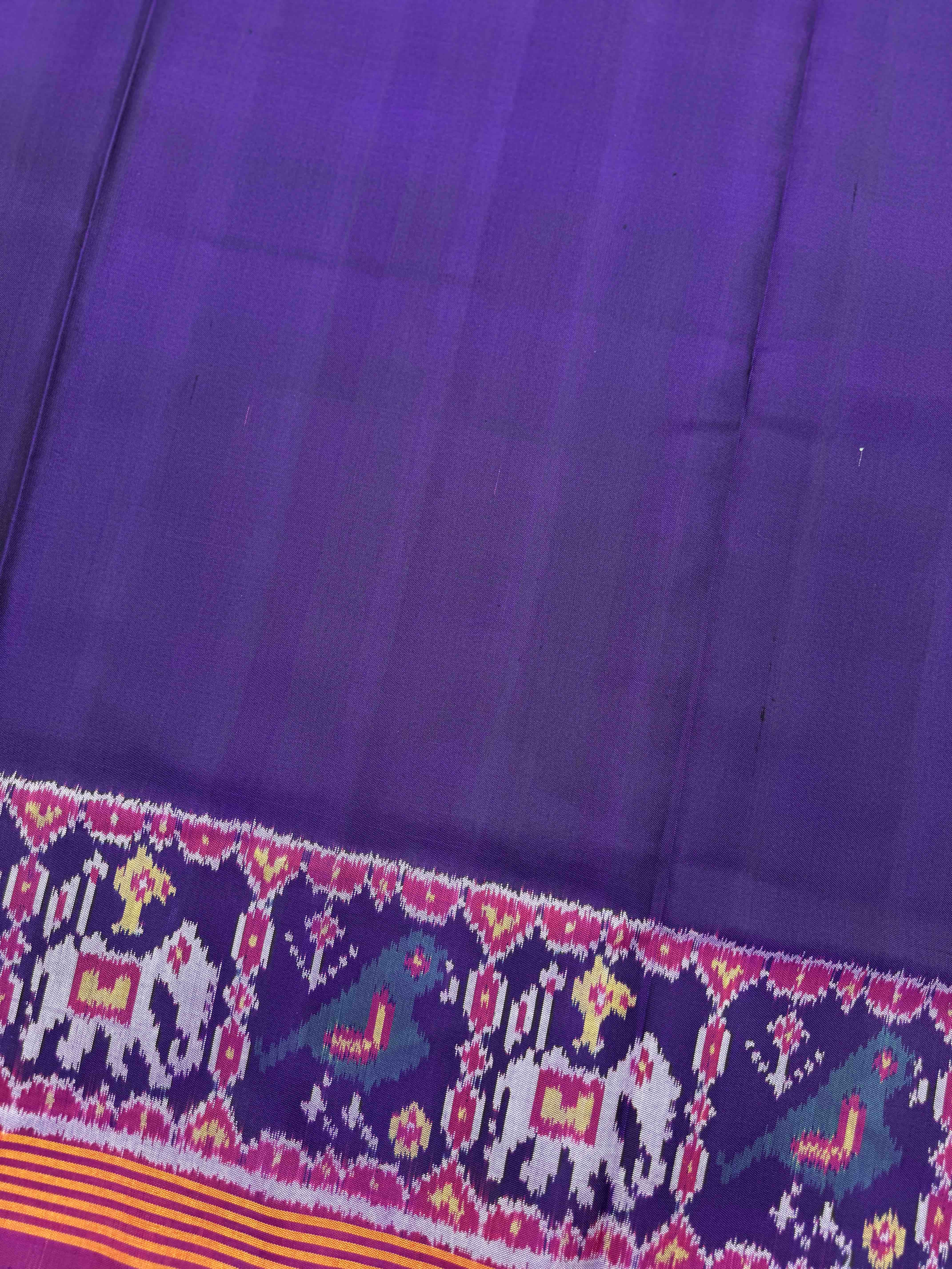 Magenta Purple Plain Single Ikat Patan Patola Saree