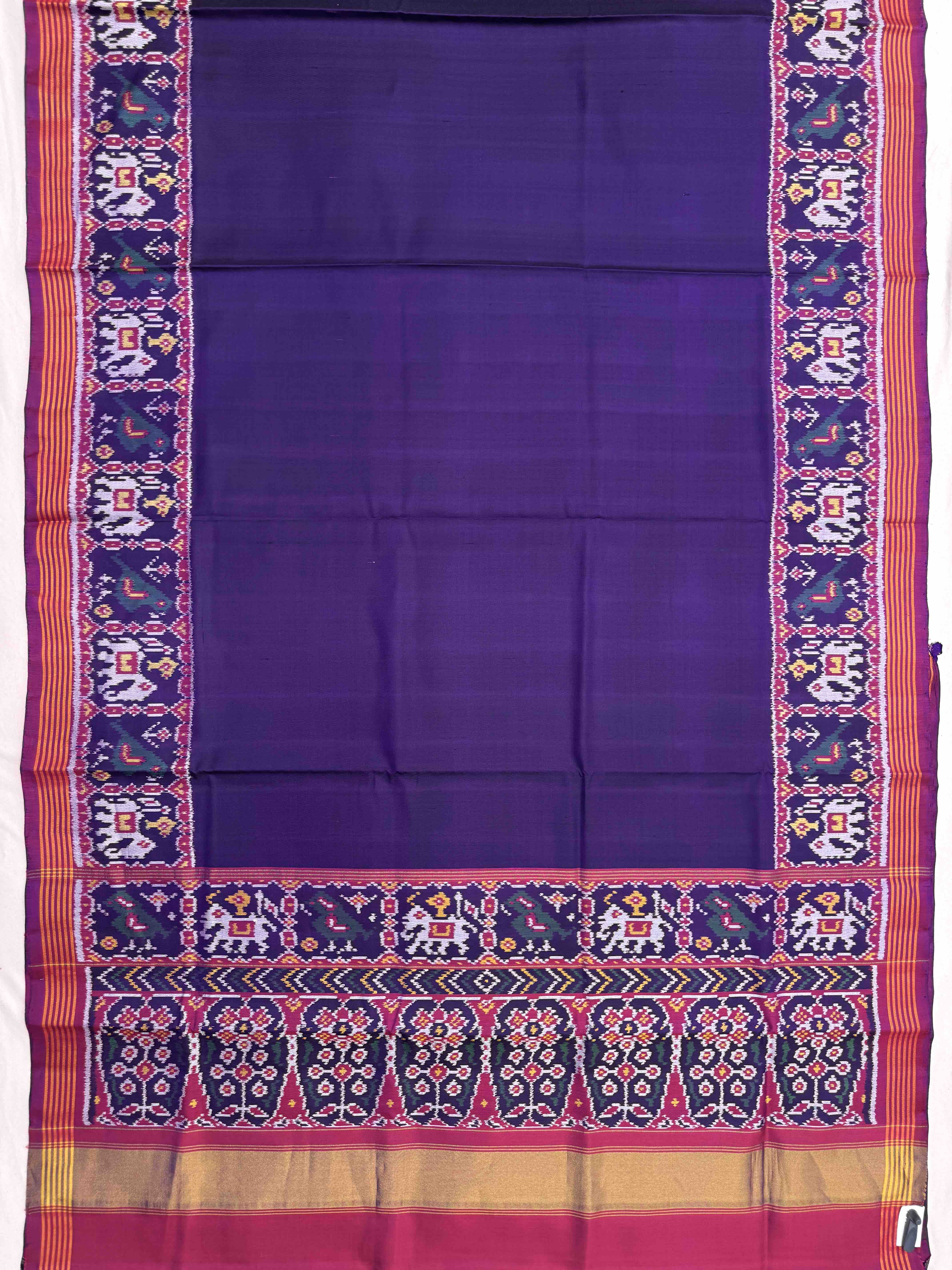 Magenta Purple Plain Single Ikat Patan Patola Saree