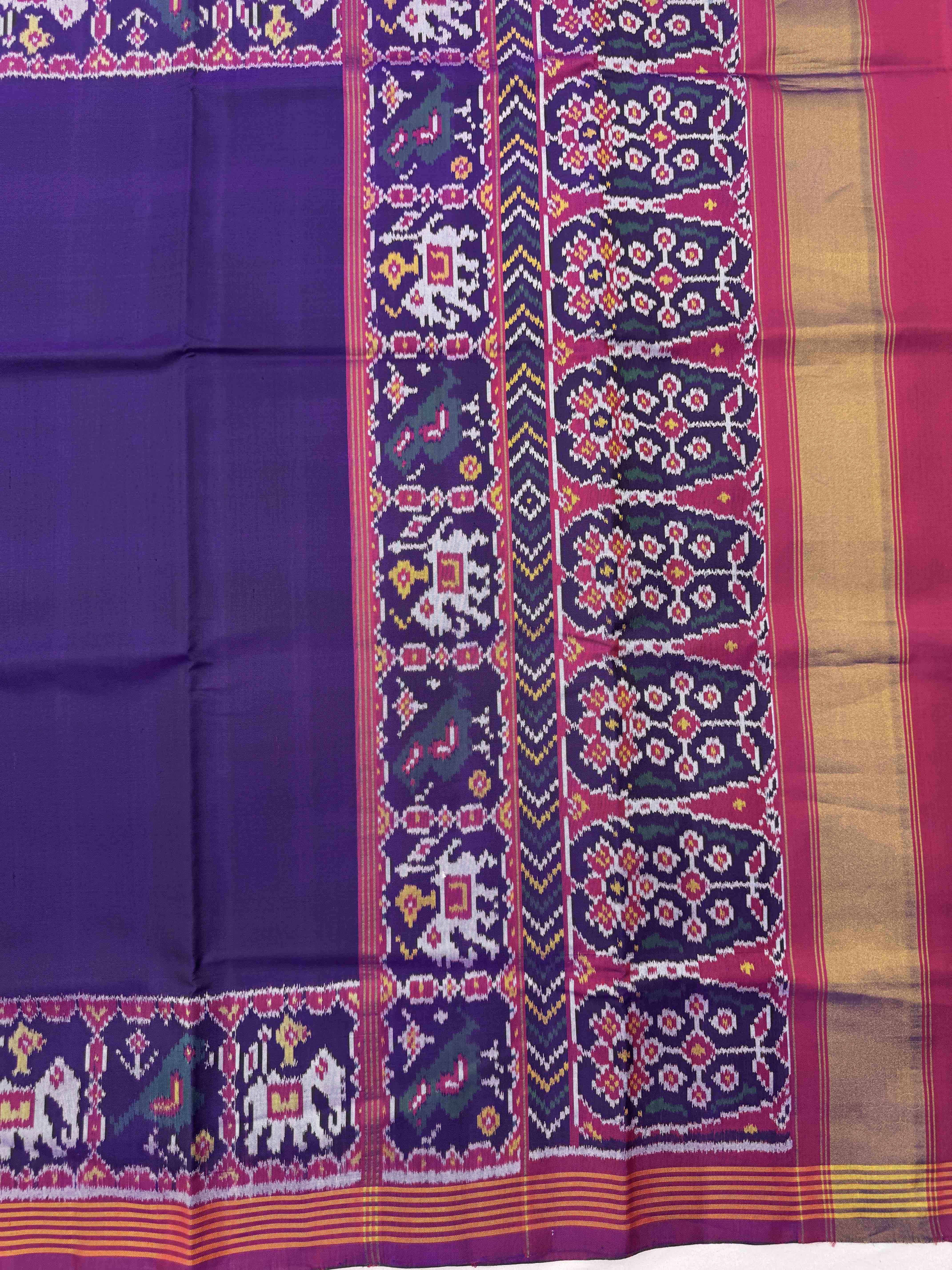 Magenta Purple Plain Single Ikat Patan Patola Saree