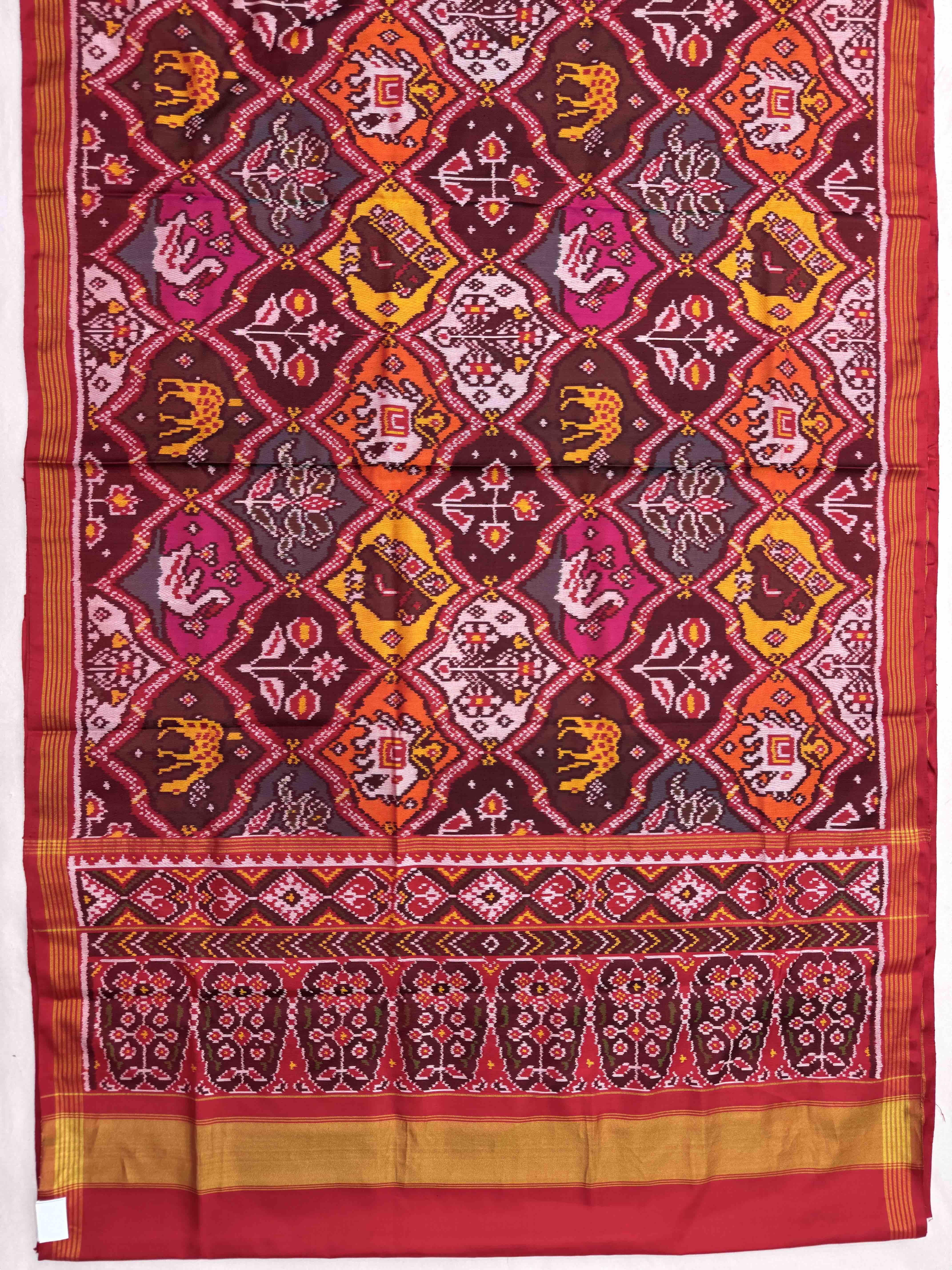 Red Multicolor Narikunj Single Ikat Patan Patola Saree