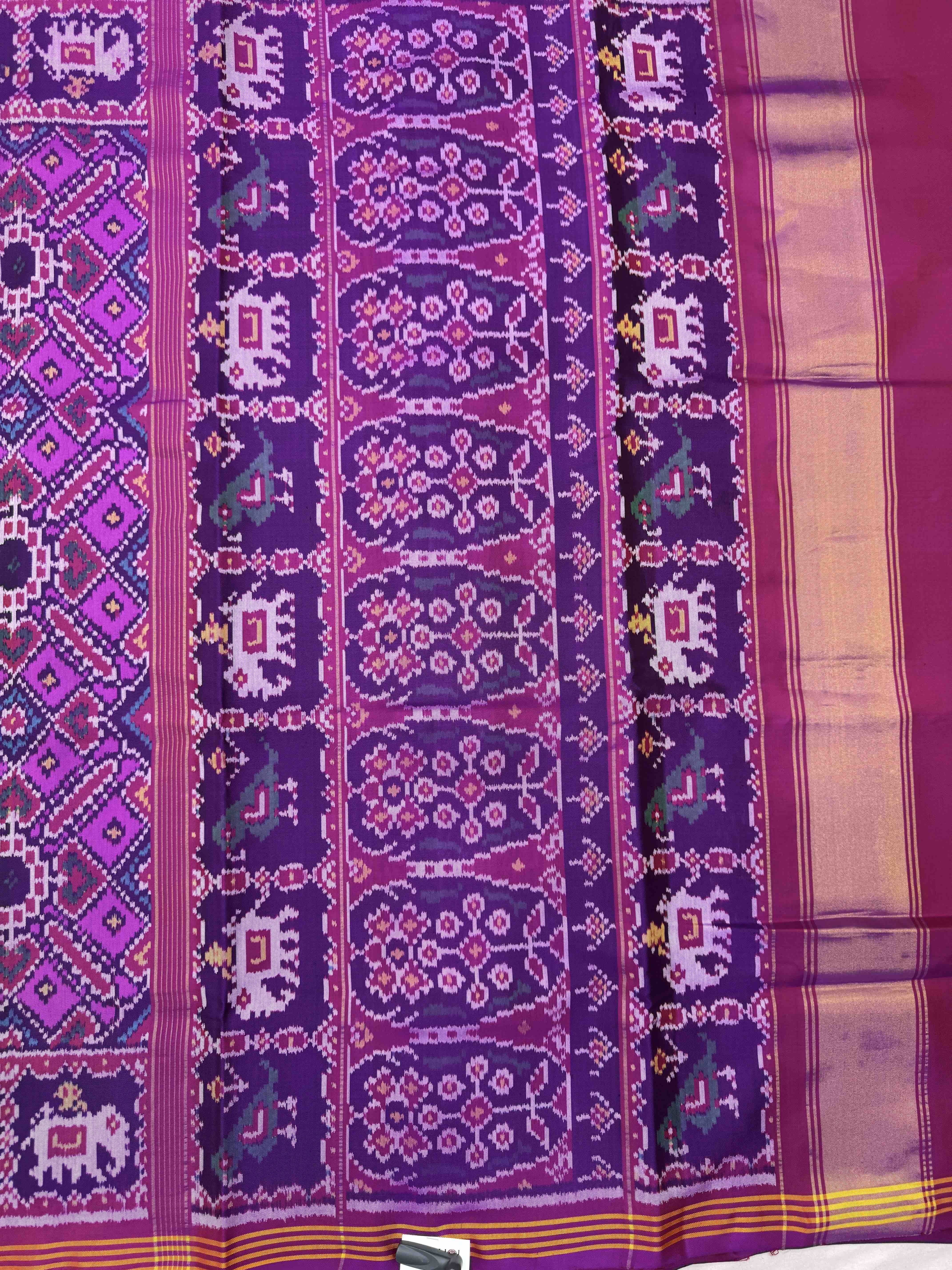 Purple & Pink Manekchowk Single Ikat Patan Patola Saree