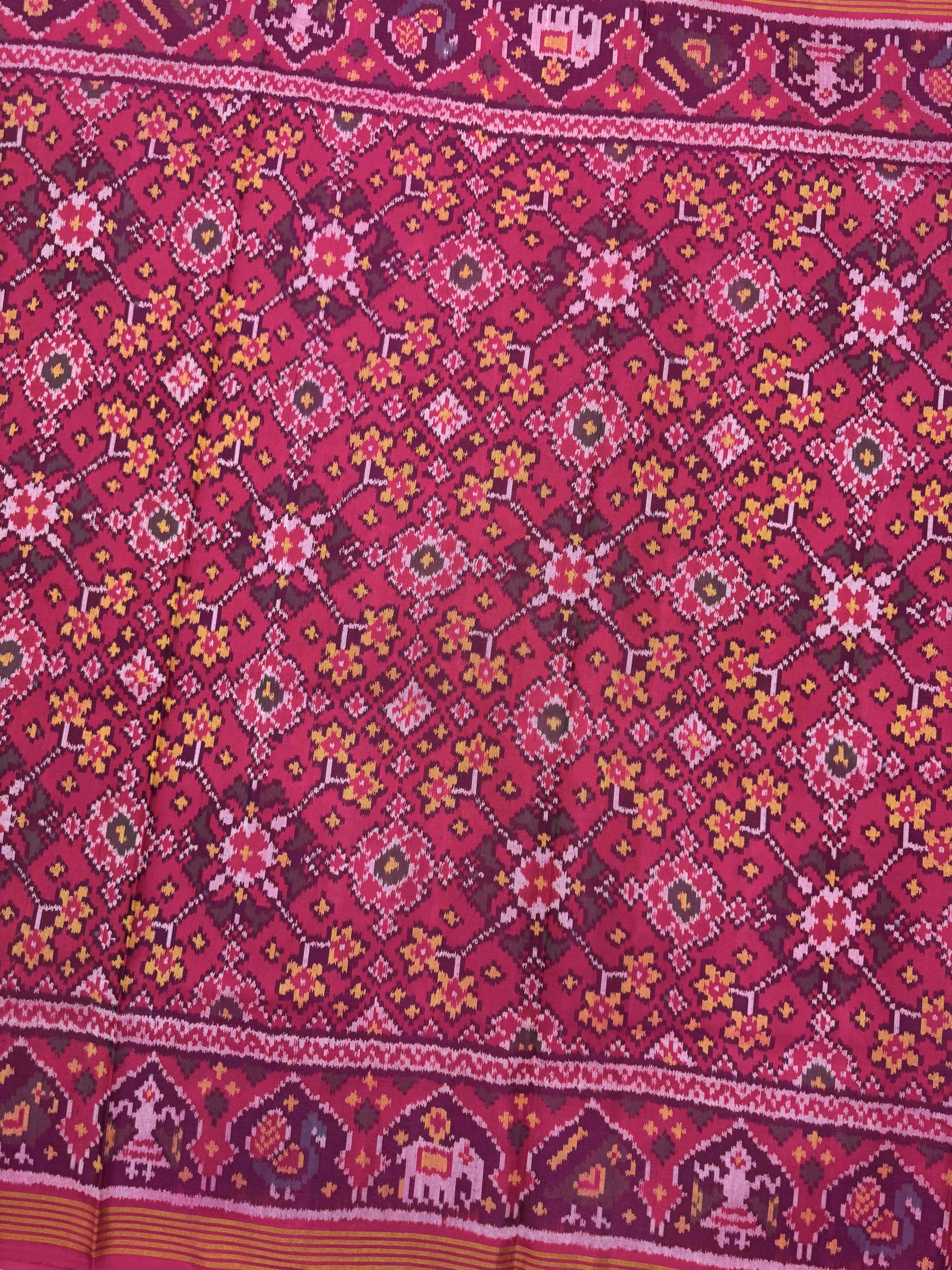 Pink Navratan Single Ikat Patan Patola Saree