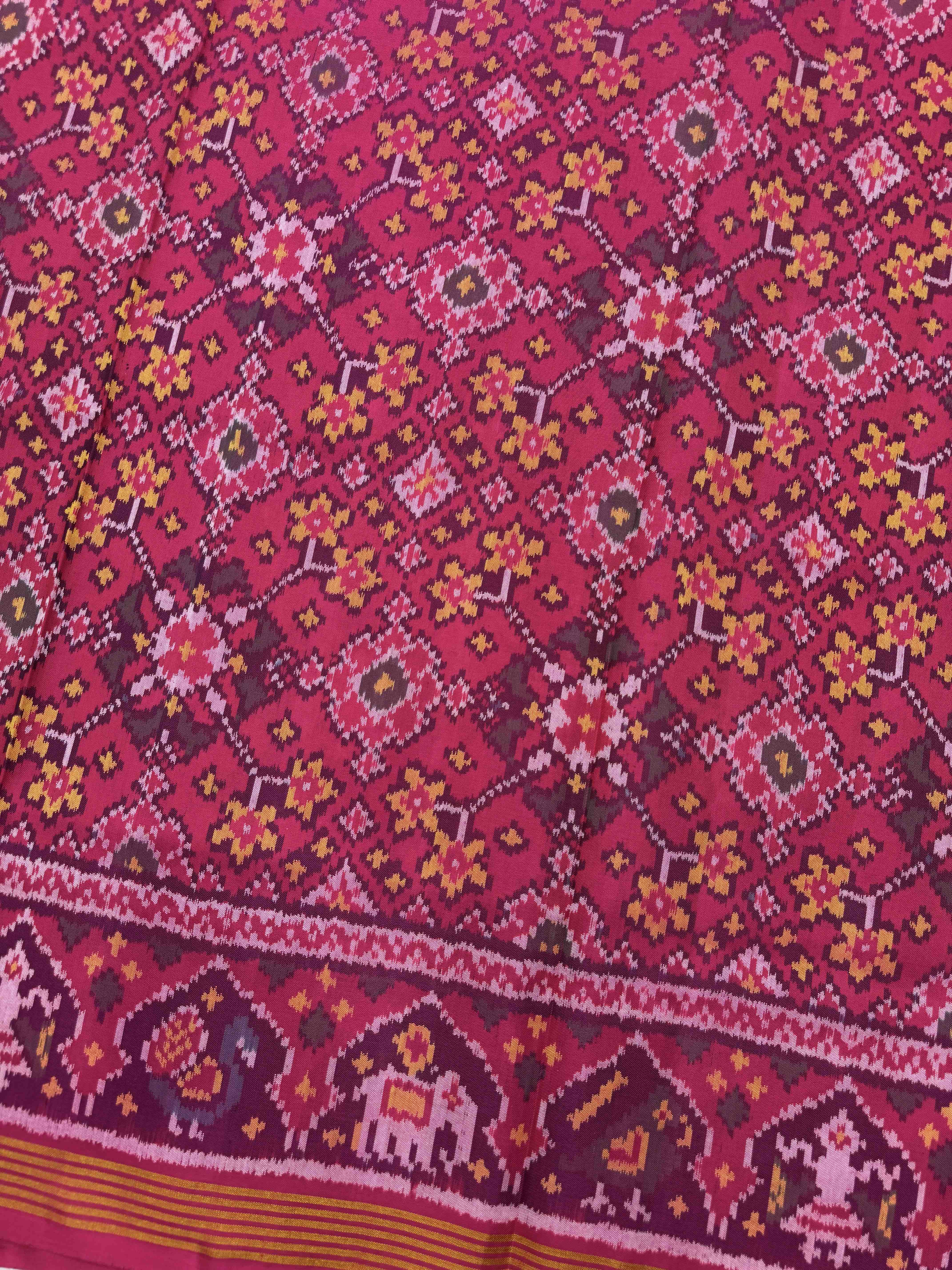 Pink Navratan Single Ikat Patan Patola Saree