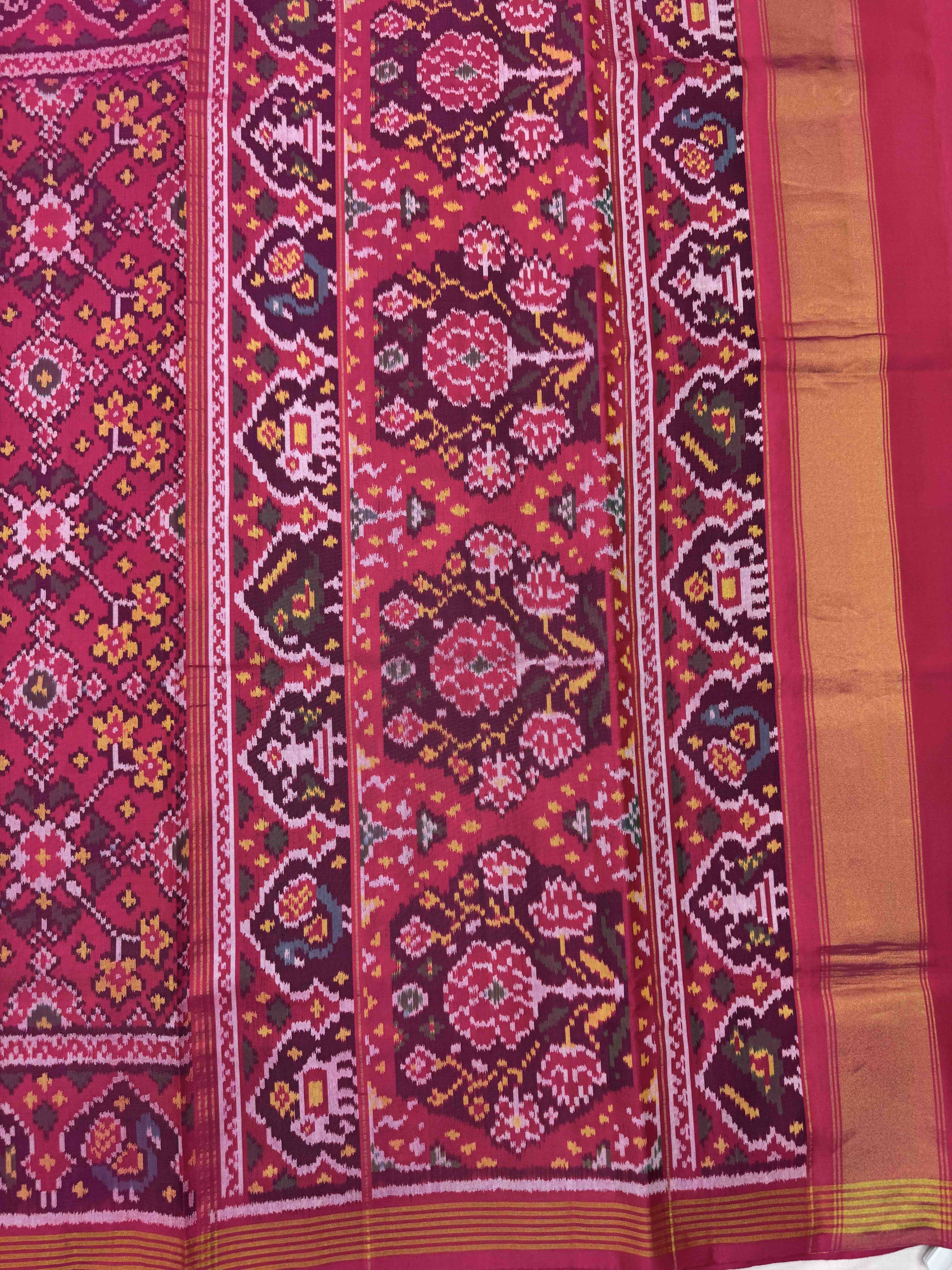 Pink Navratan Single Ikat Patan Patola Saree