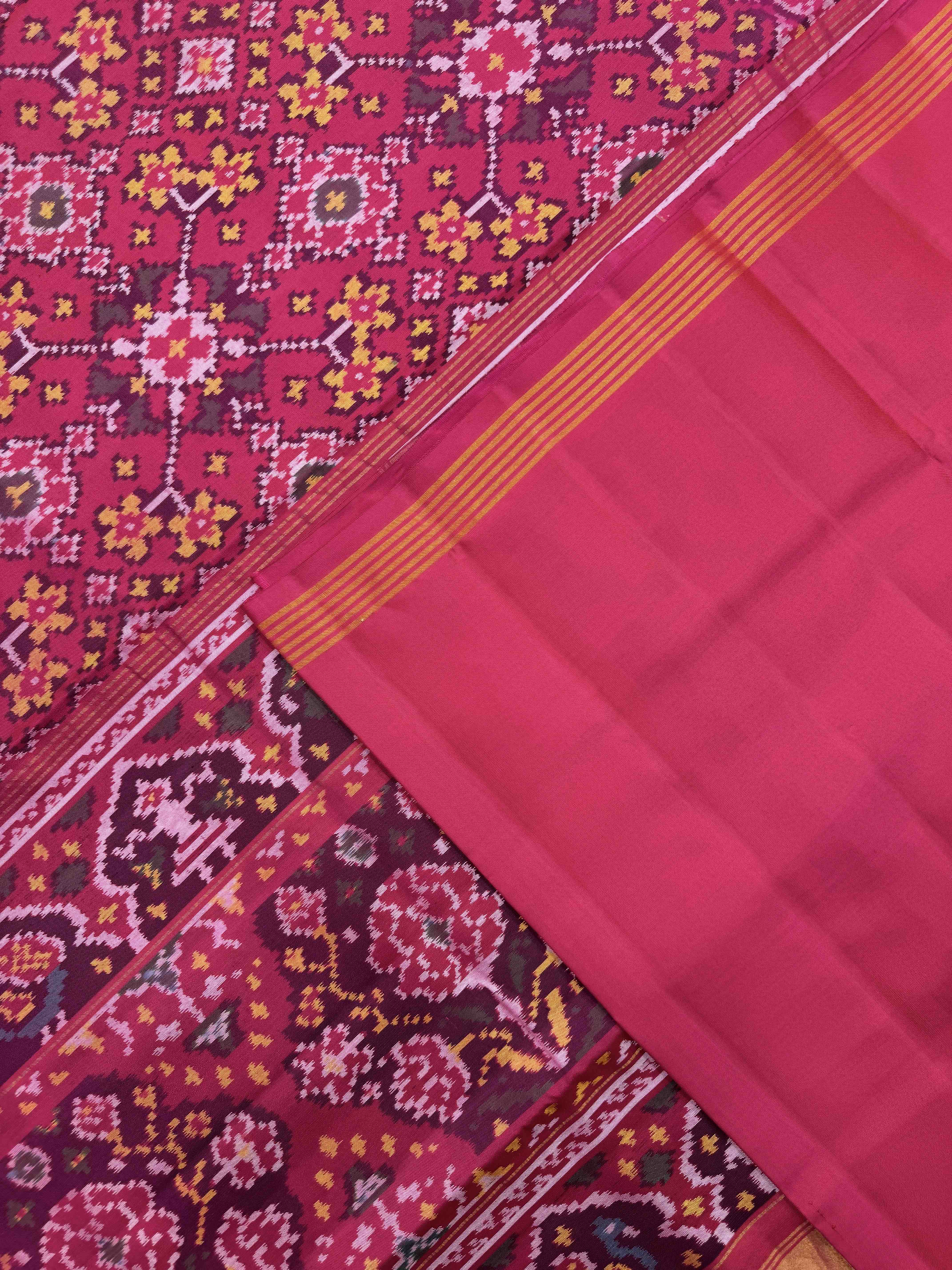 Pink Navratan Single Ikat Patan Patola Saree
