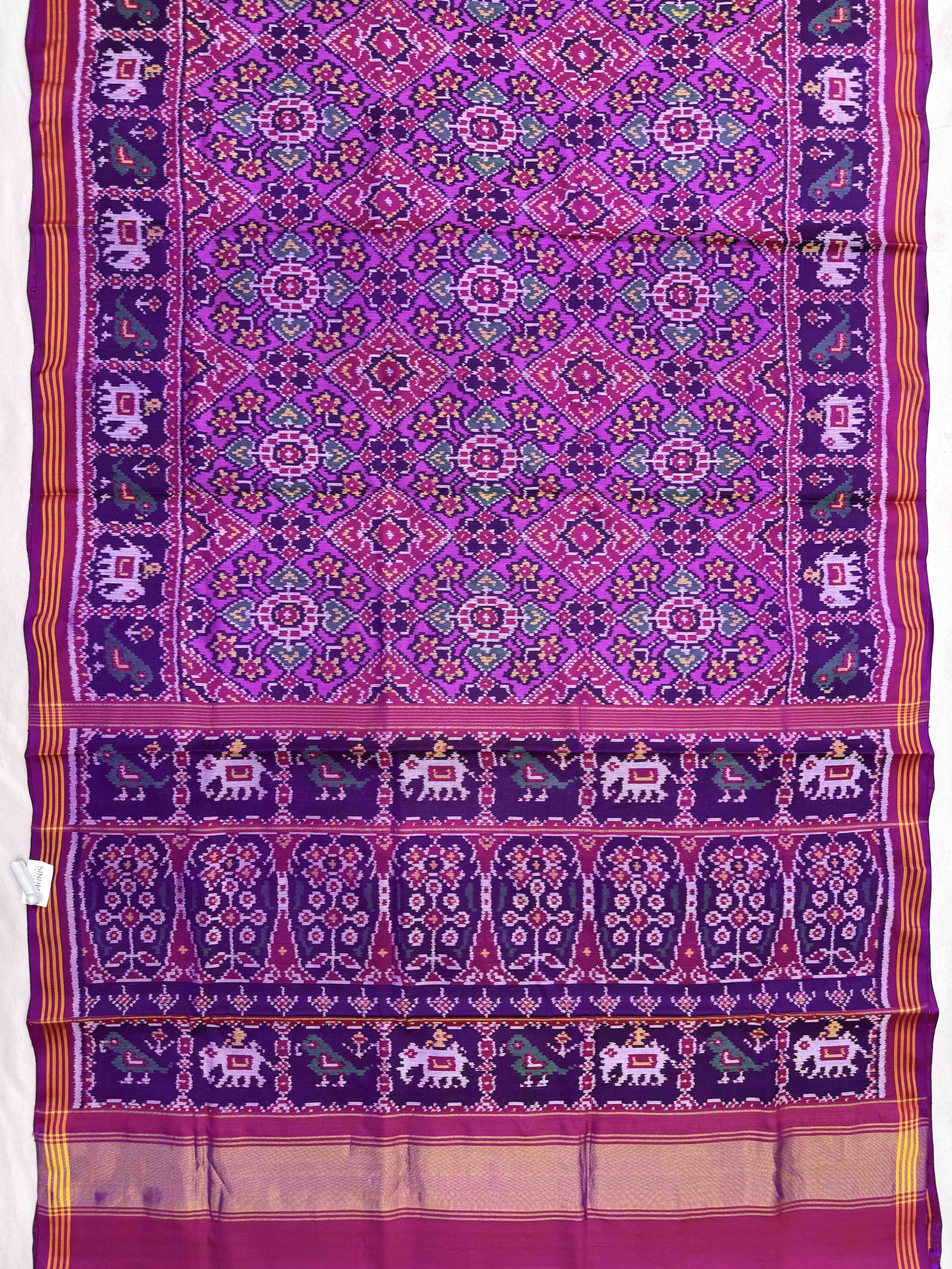 Purple & Pink Manekchowk Single Ikat Patan Patola Saree