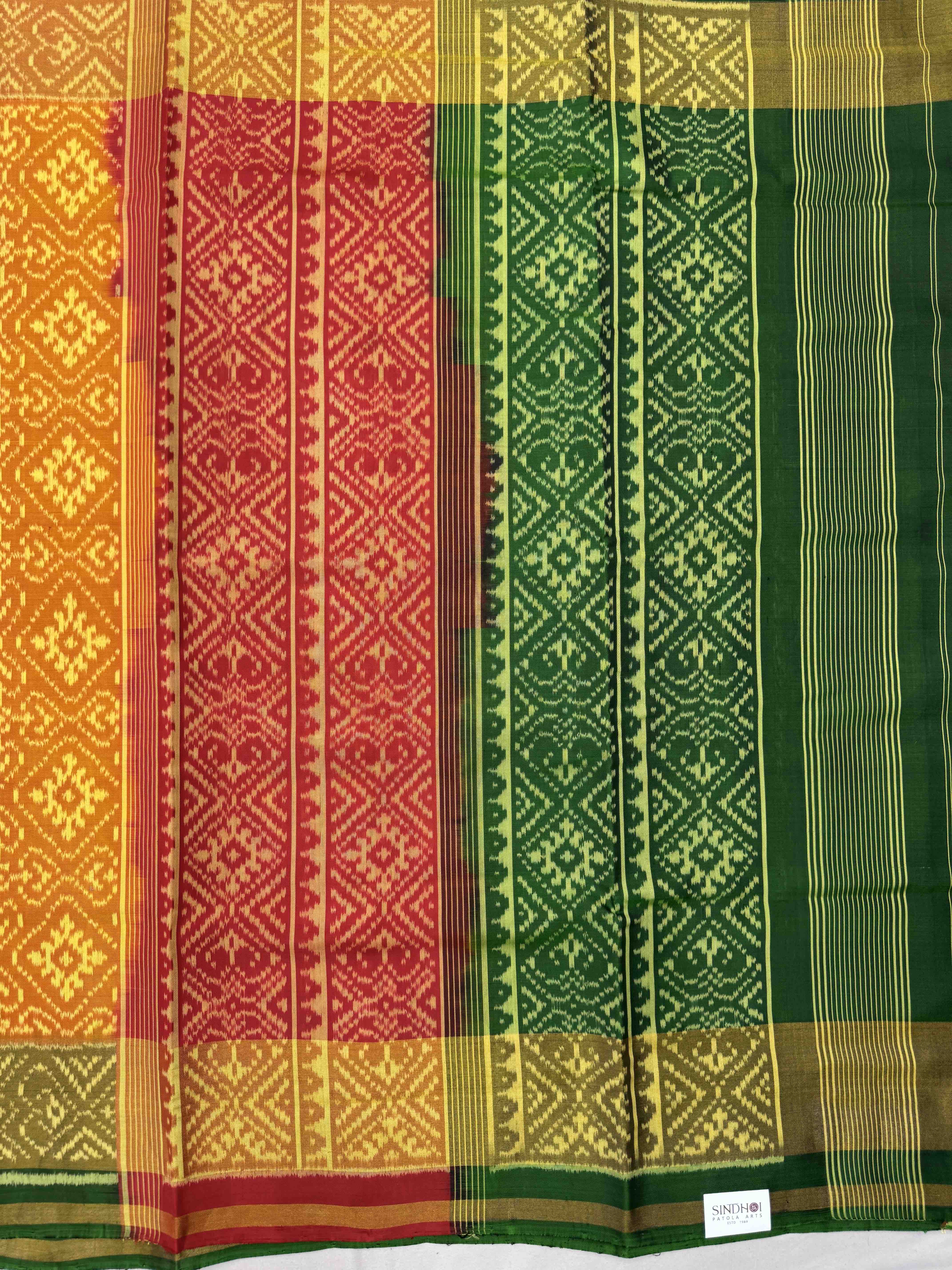Golden Yellow Panchanda Ganga Jamuna Patola Saree