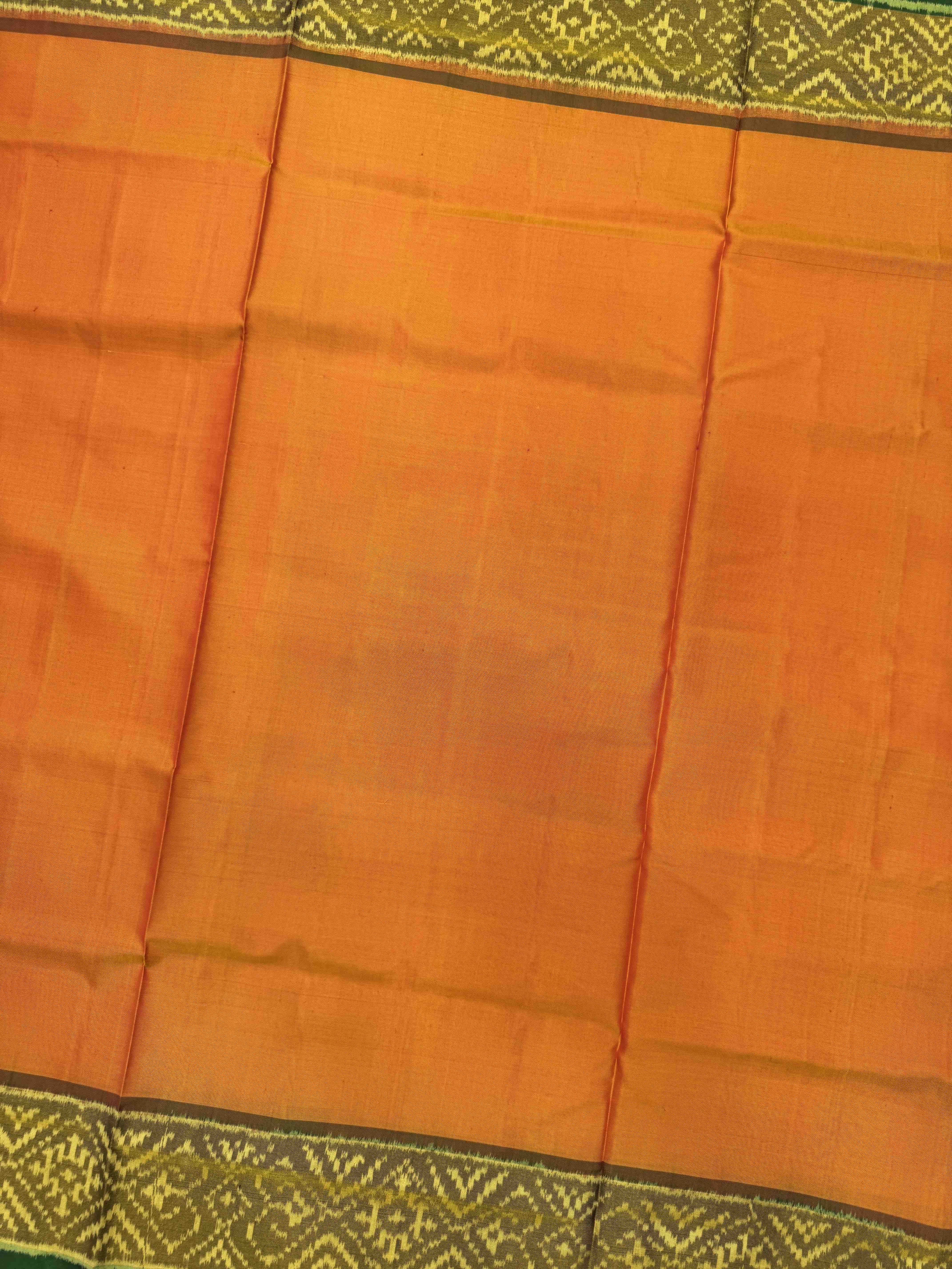 Green & Golden Yellow Plain Patola Saree