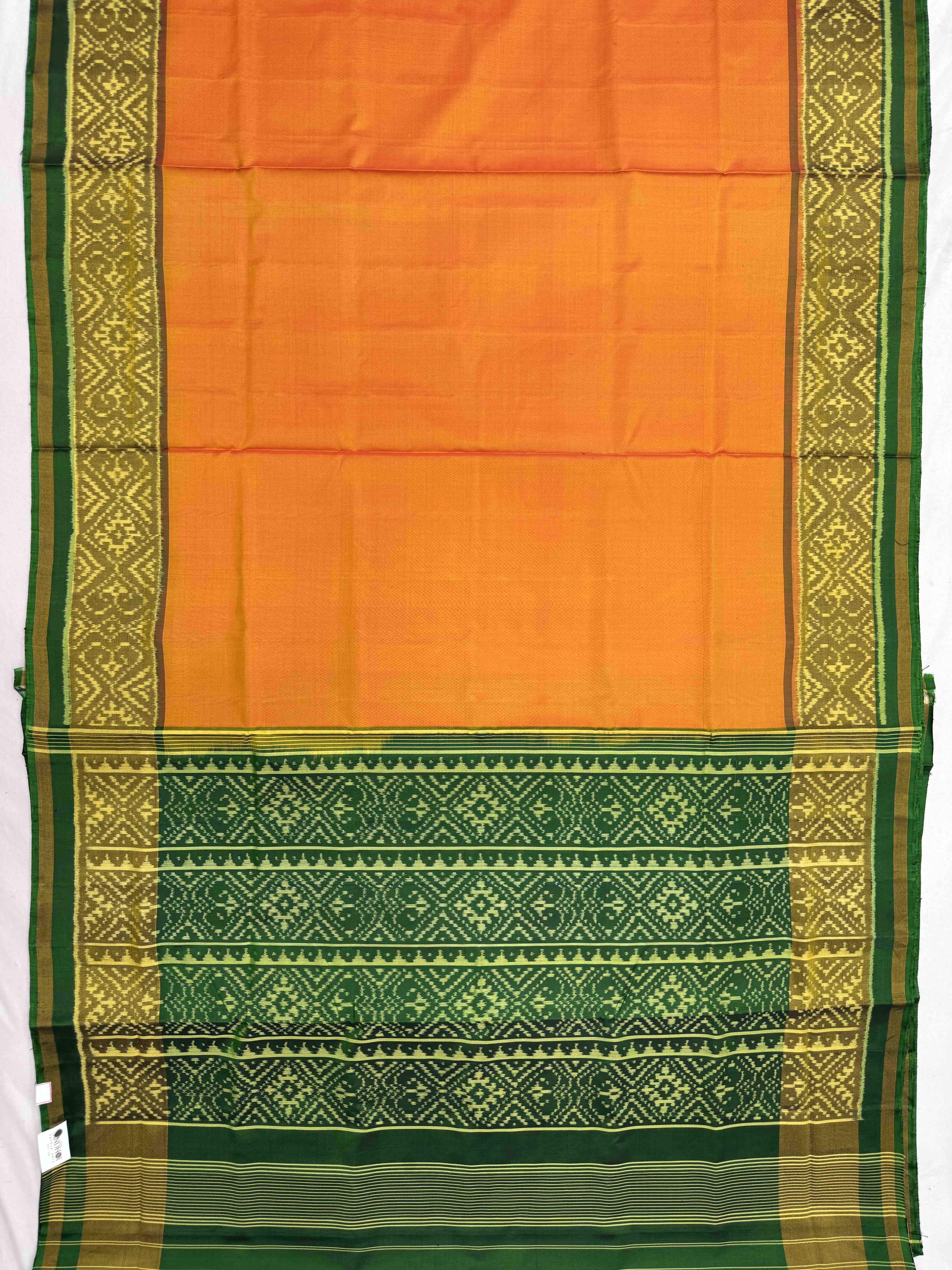 Green & Golden Yellow Plain Patola Saree
