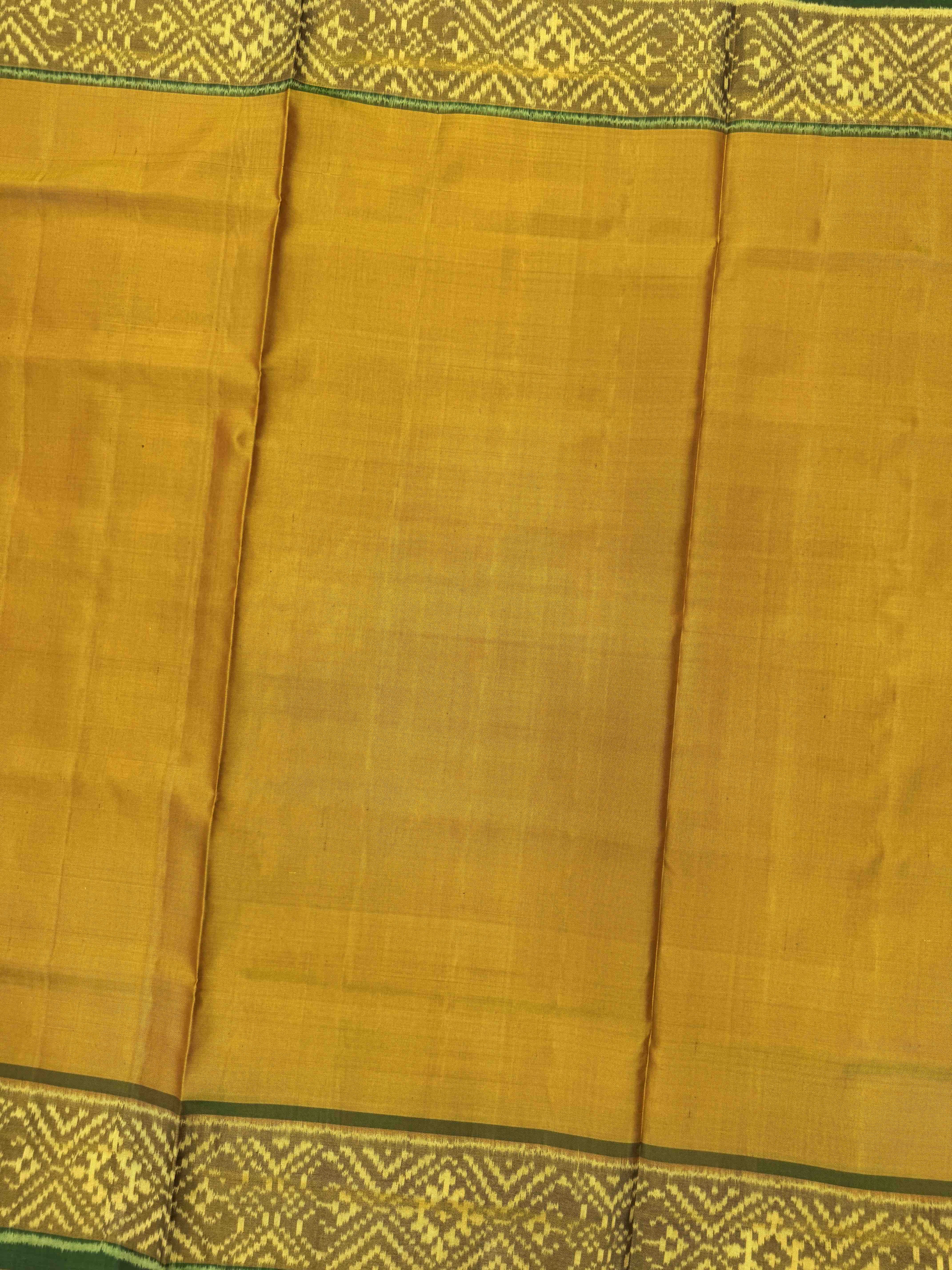 Green & Mustar Plain Patola Saree