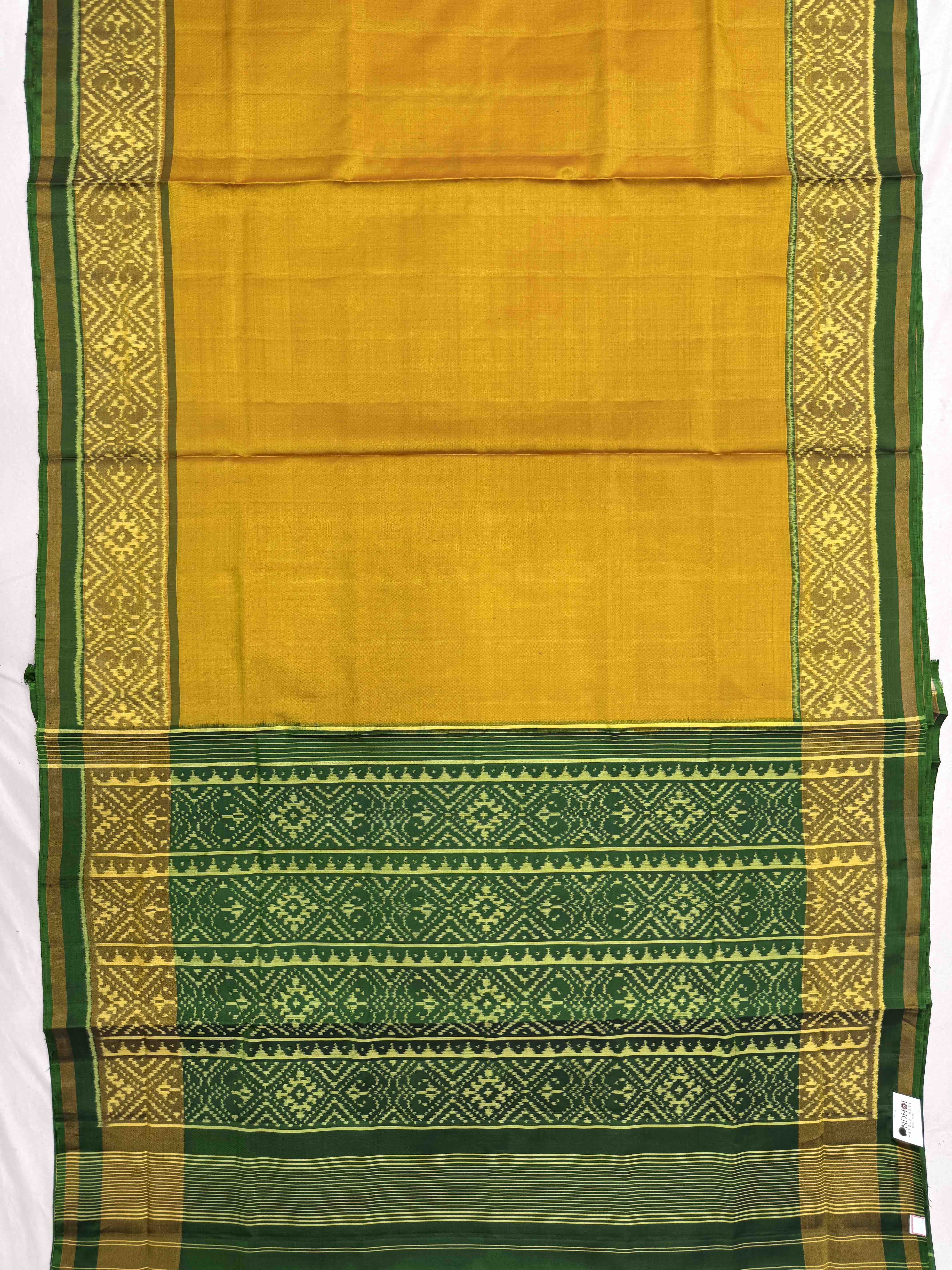 Green & Mustar Plain Patola Saree
