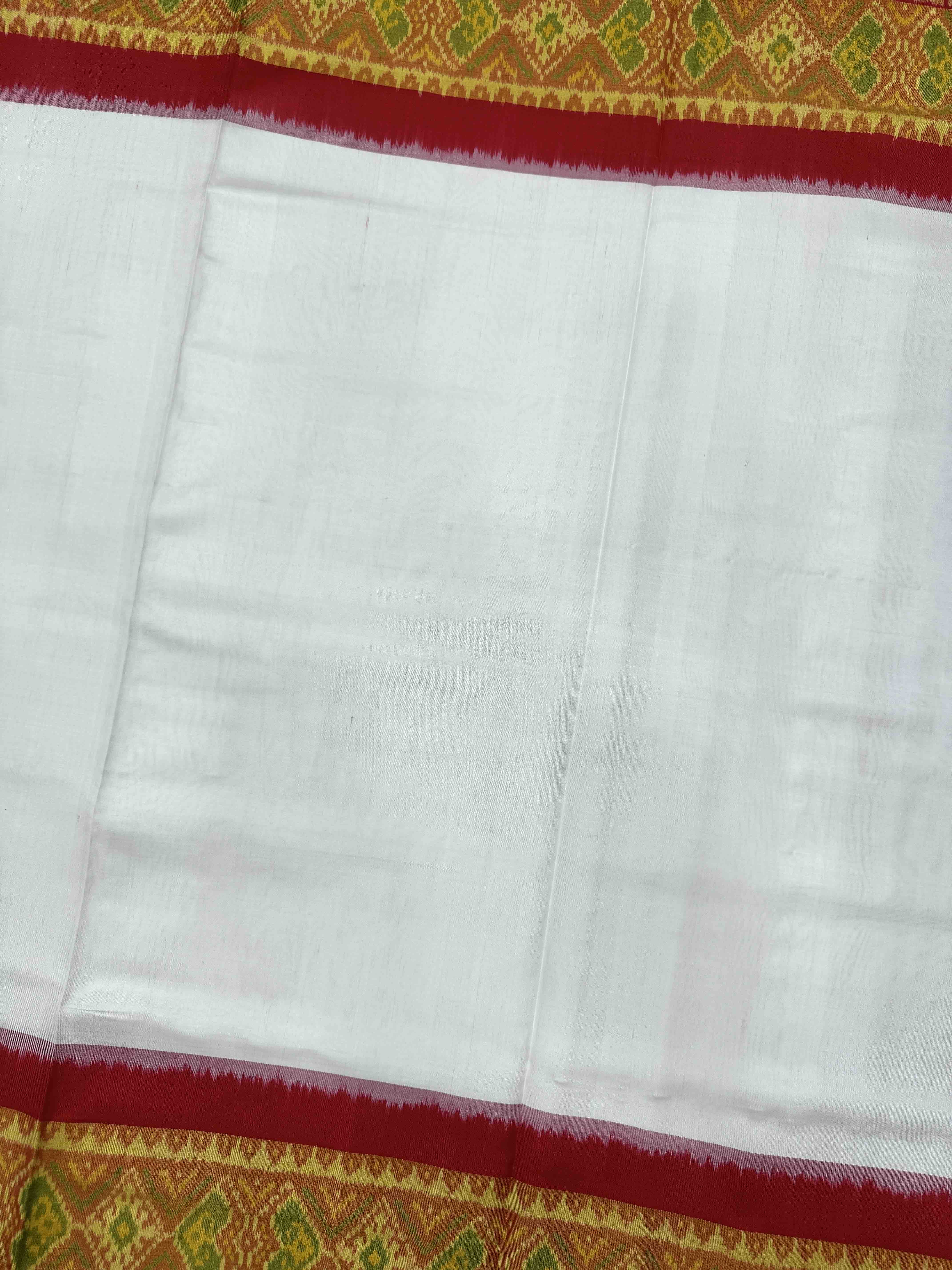 Red & White Plain Patola Saree