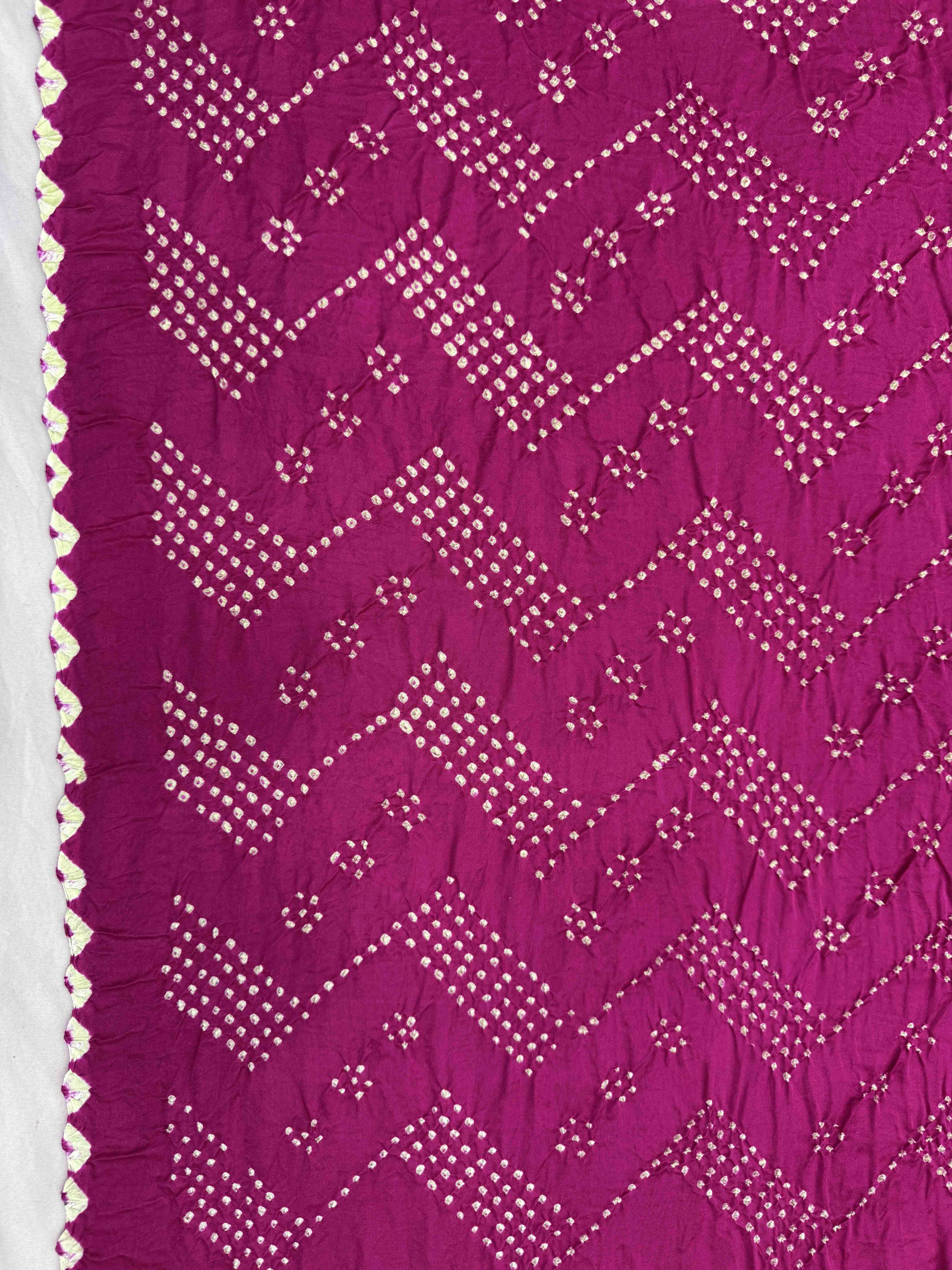 Pista Green & Pink Gajji Silk Pen Kamalkari Bandhani Saree