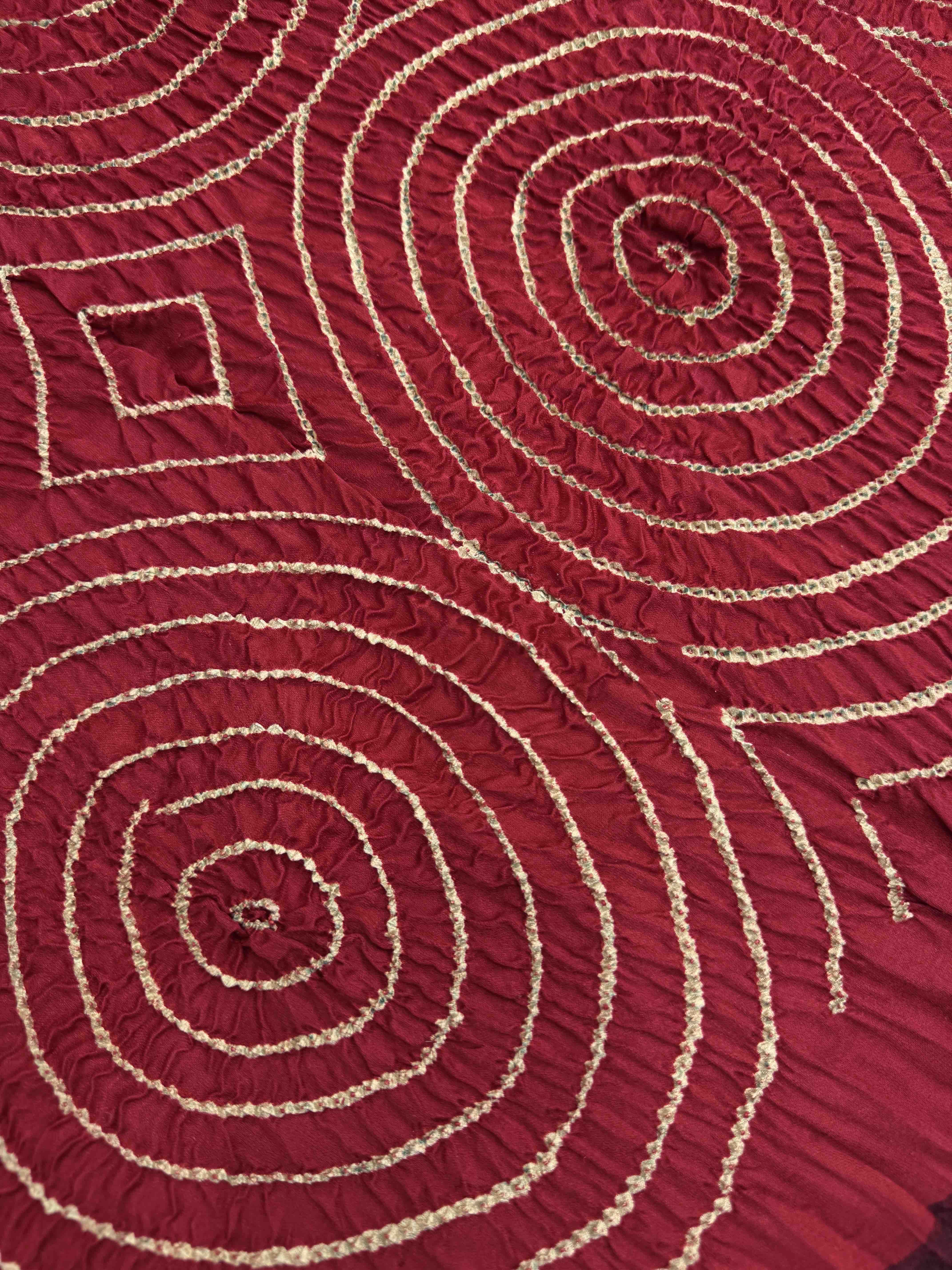 Black & Red Gajji Silk with Ajarakh Print Bandhani Saree
