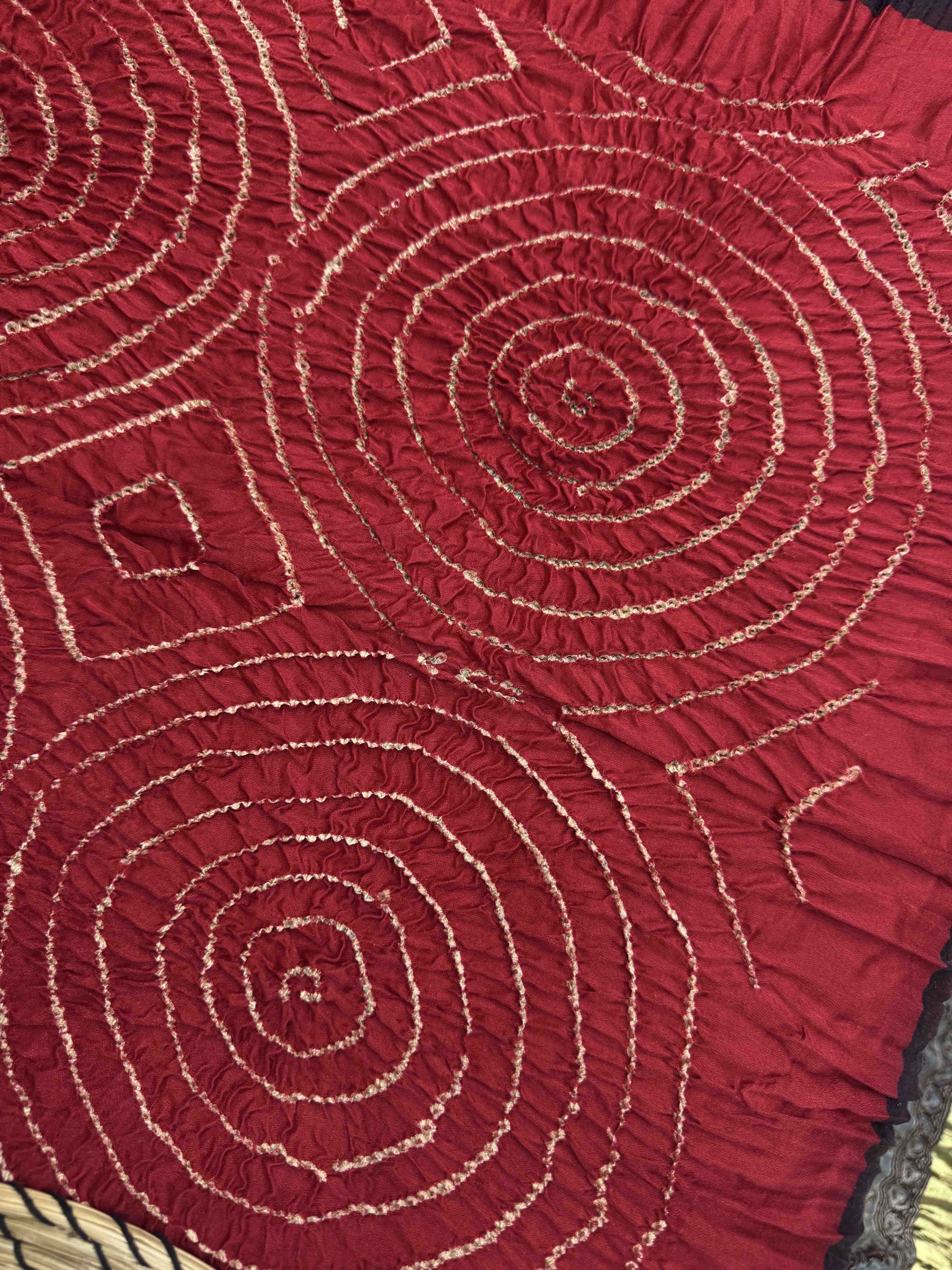 Black & Red Gajji Silk with Ajarakh Print Bandhani Saree
