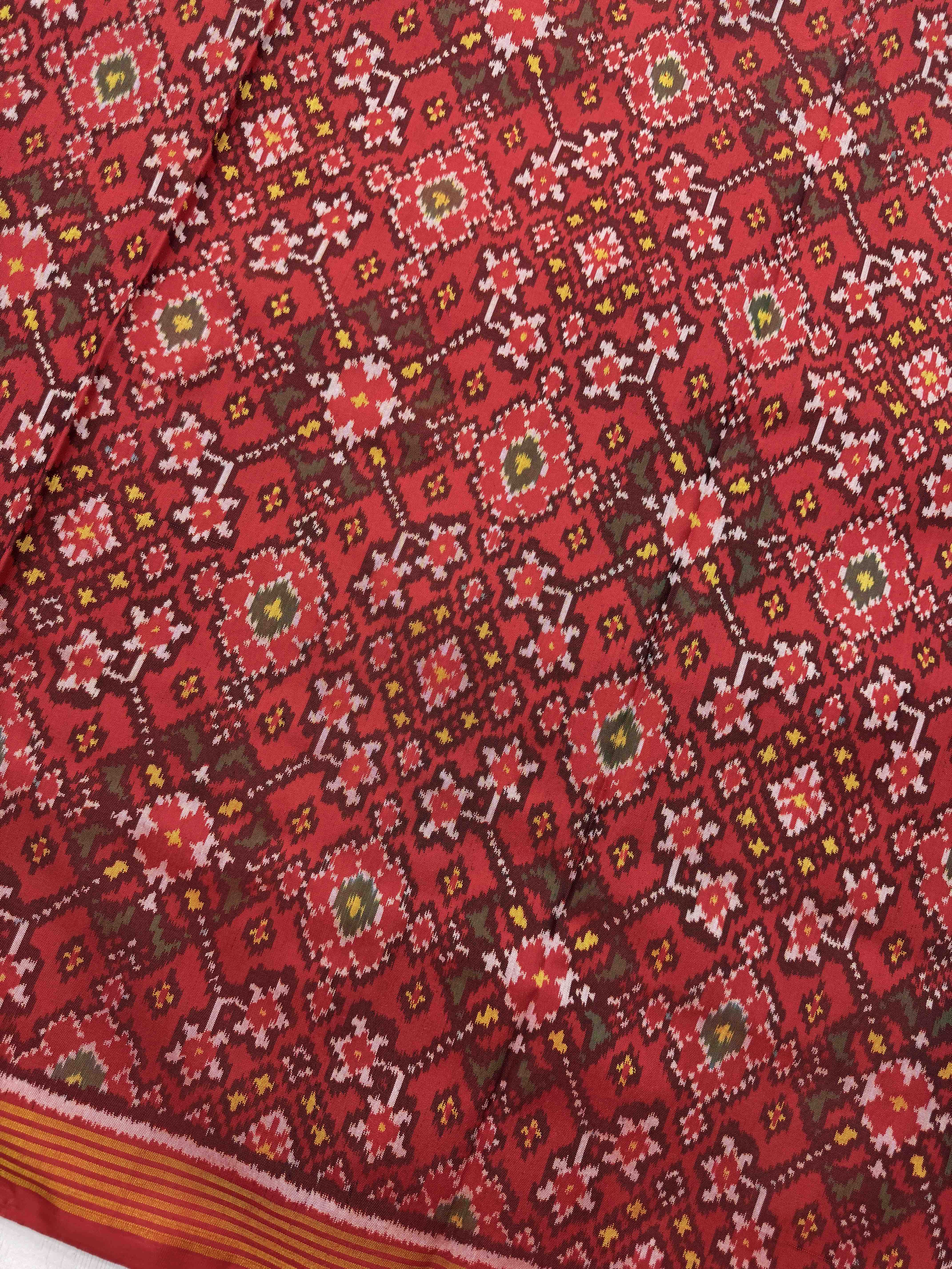 Red Navratan Single Ikat Patan Patola Saree