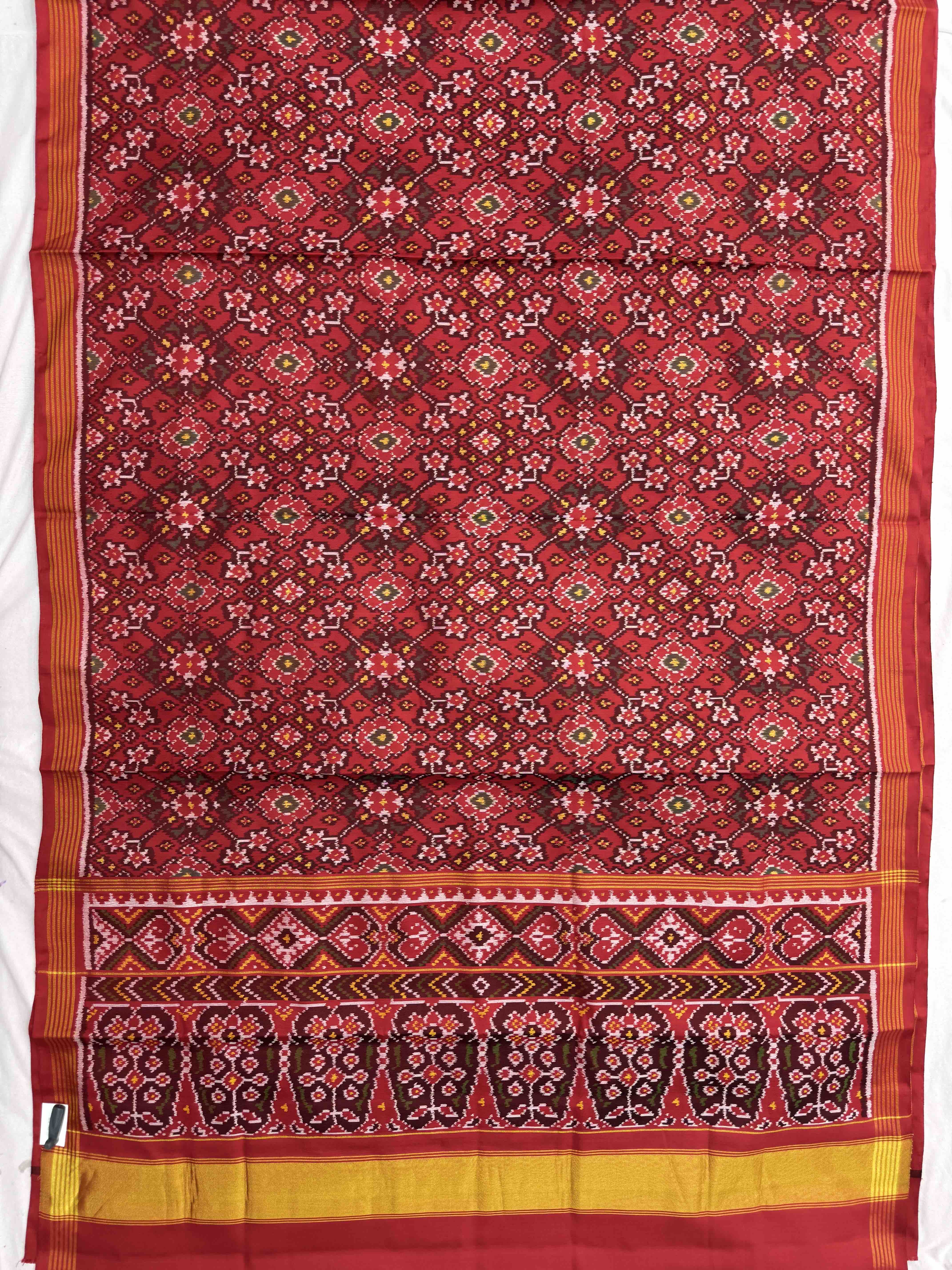 Red Navratan Single Ikat Patan Patola Saree