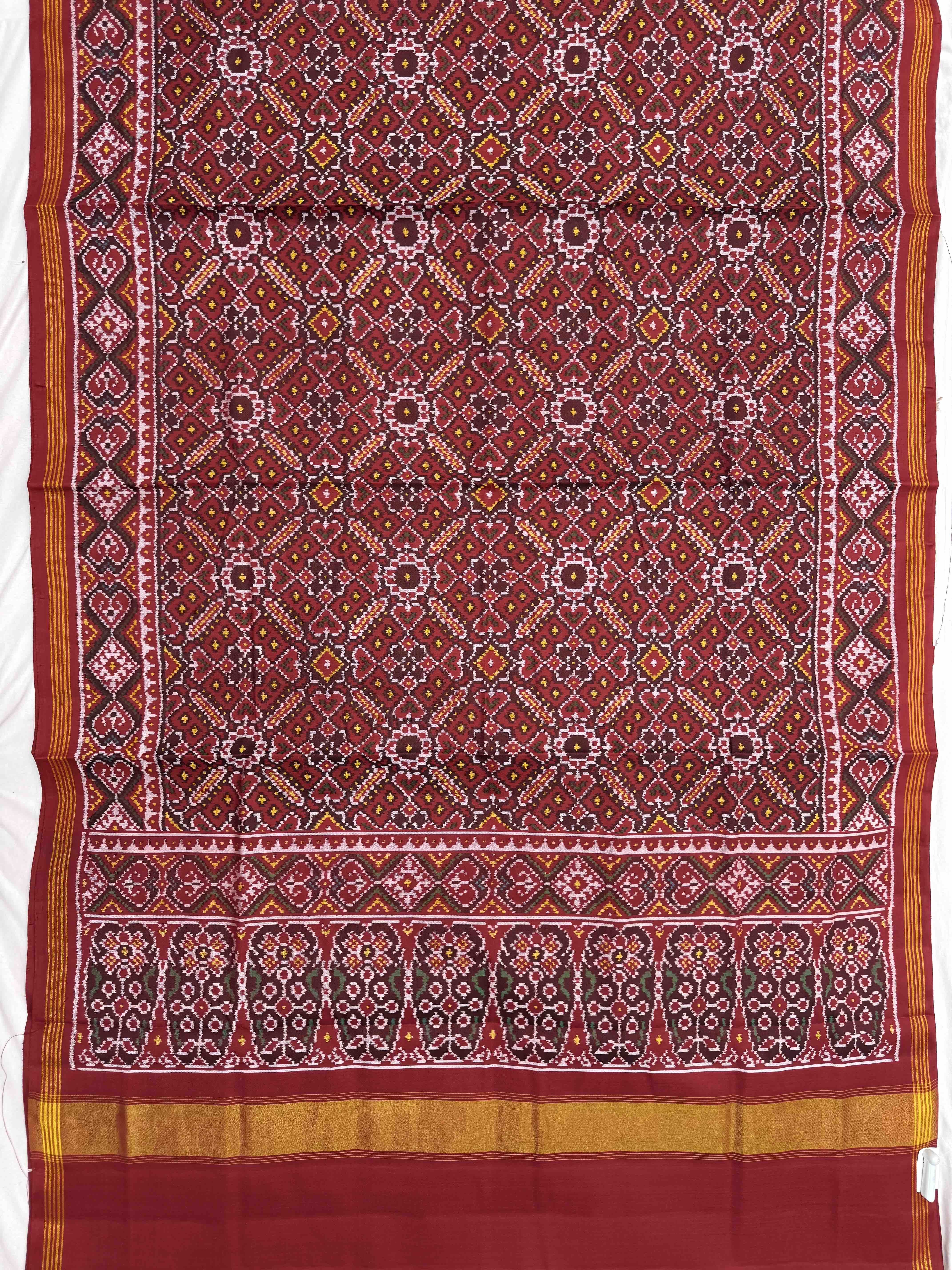 Red Manekchowk Single Ikat Patan Patola Saree