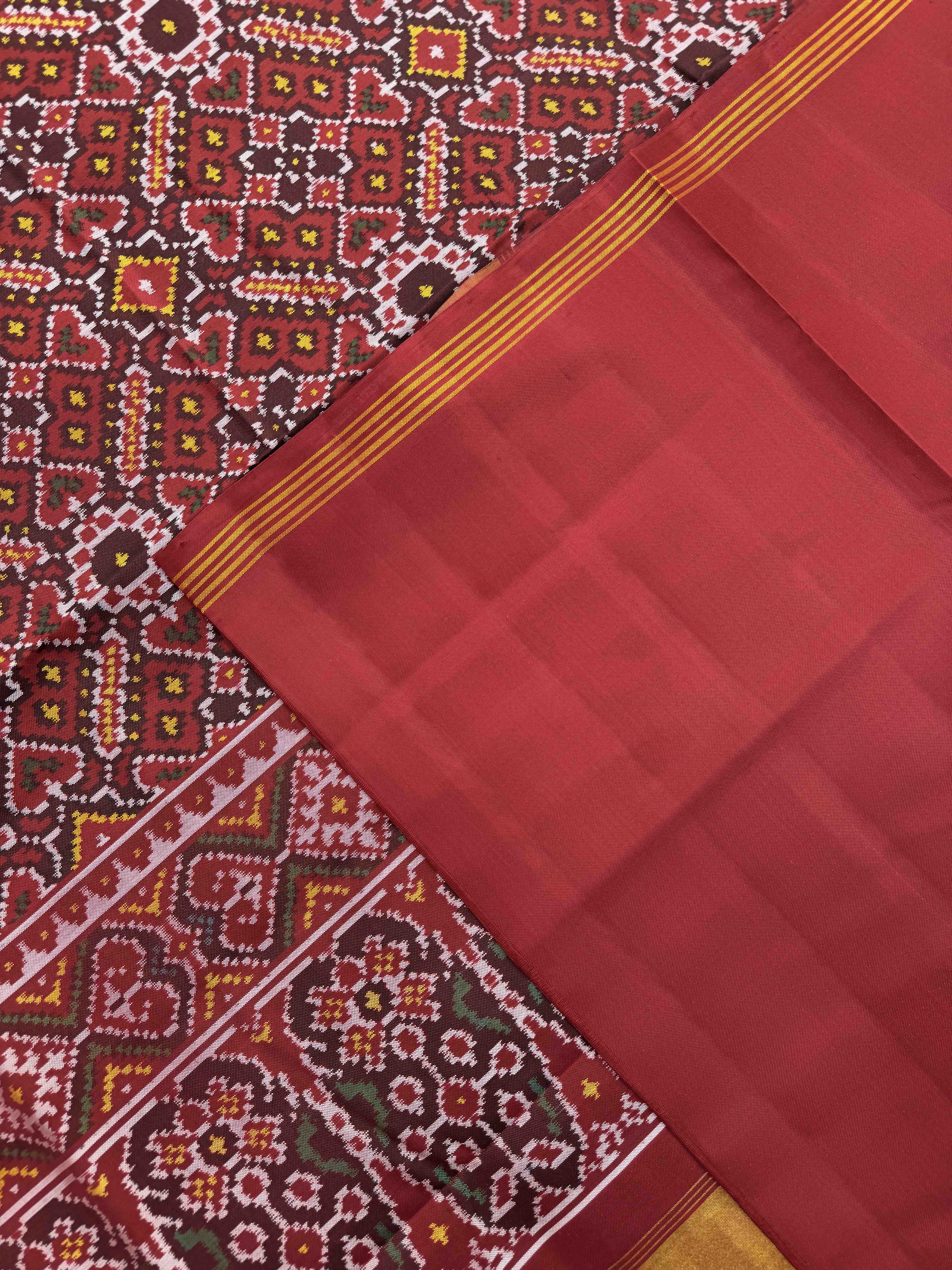 Red Manekchowk Single Ikat Patan Patola Saree