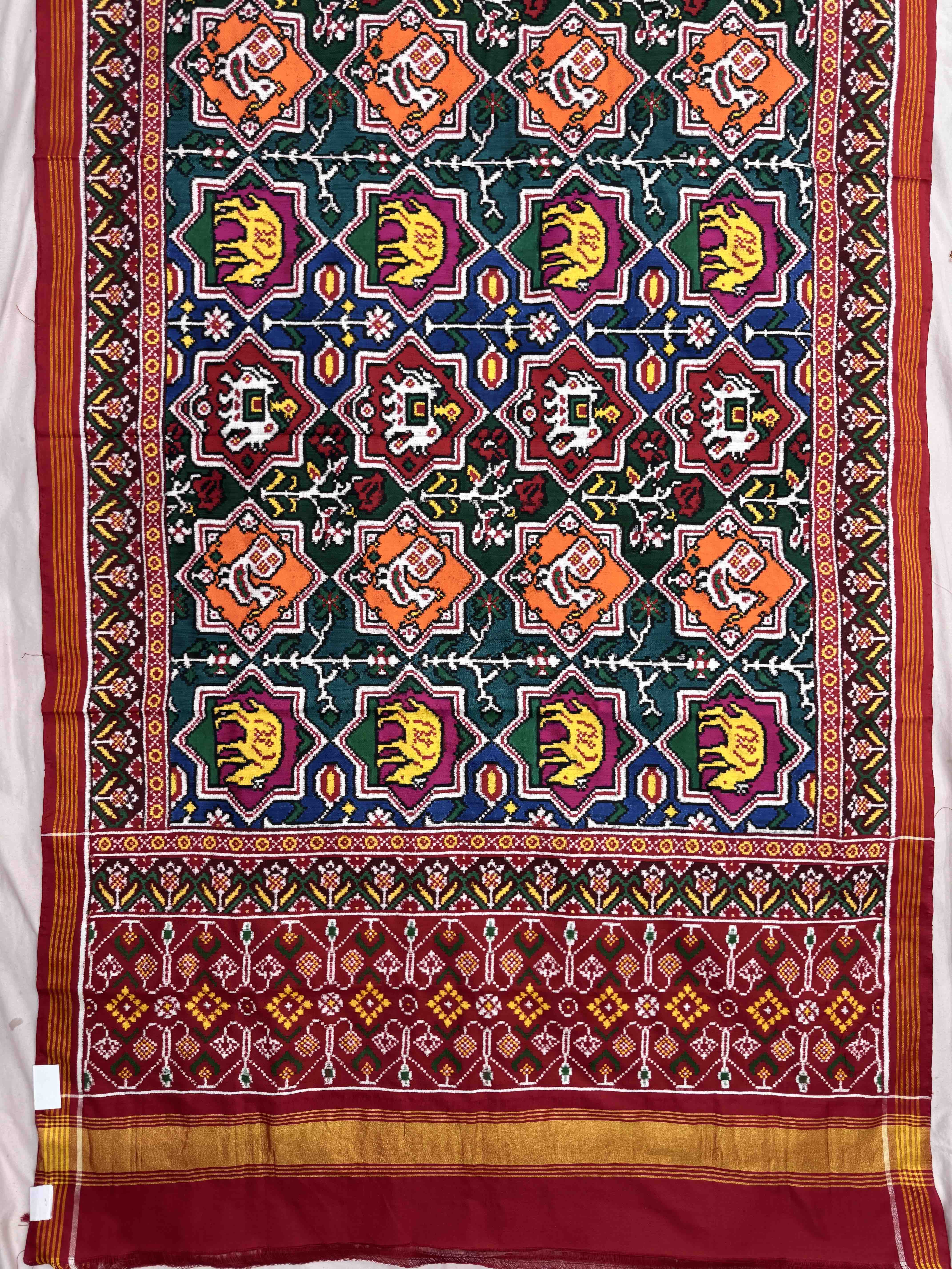 Red & Multicolor Star Narikunj Double Ikat Patan Patola Saree