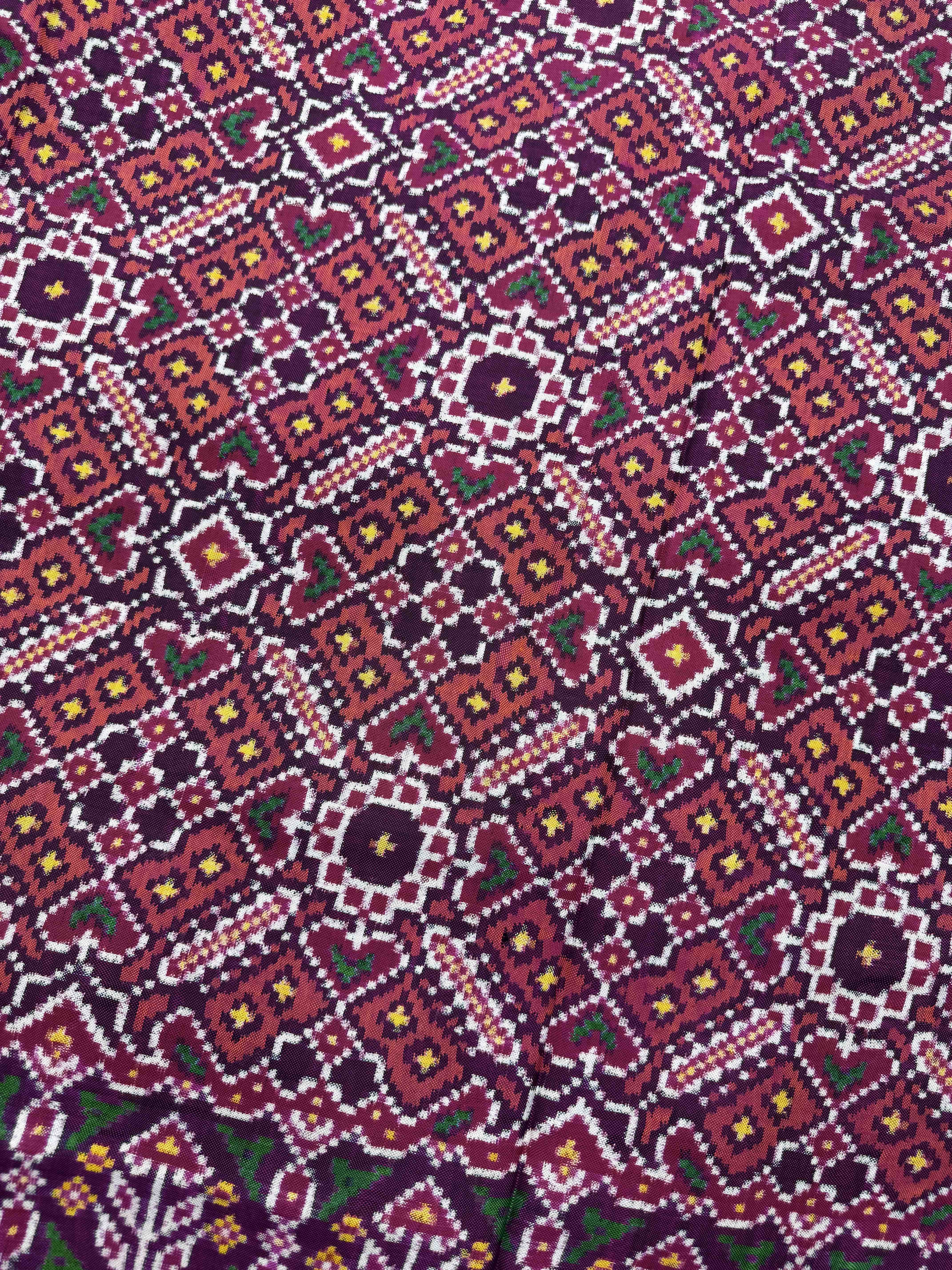 Pink & Carrot Manekchowk Double Ikat Patan Patola Saree