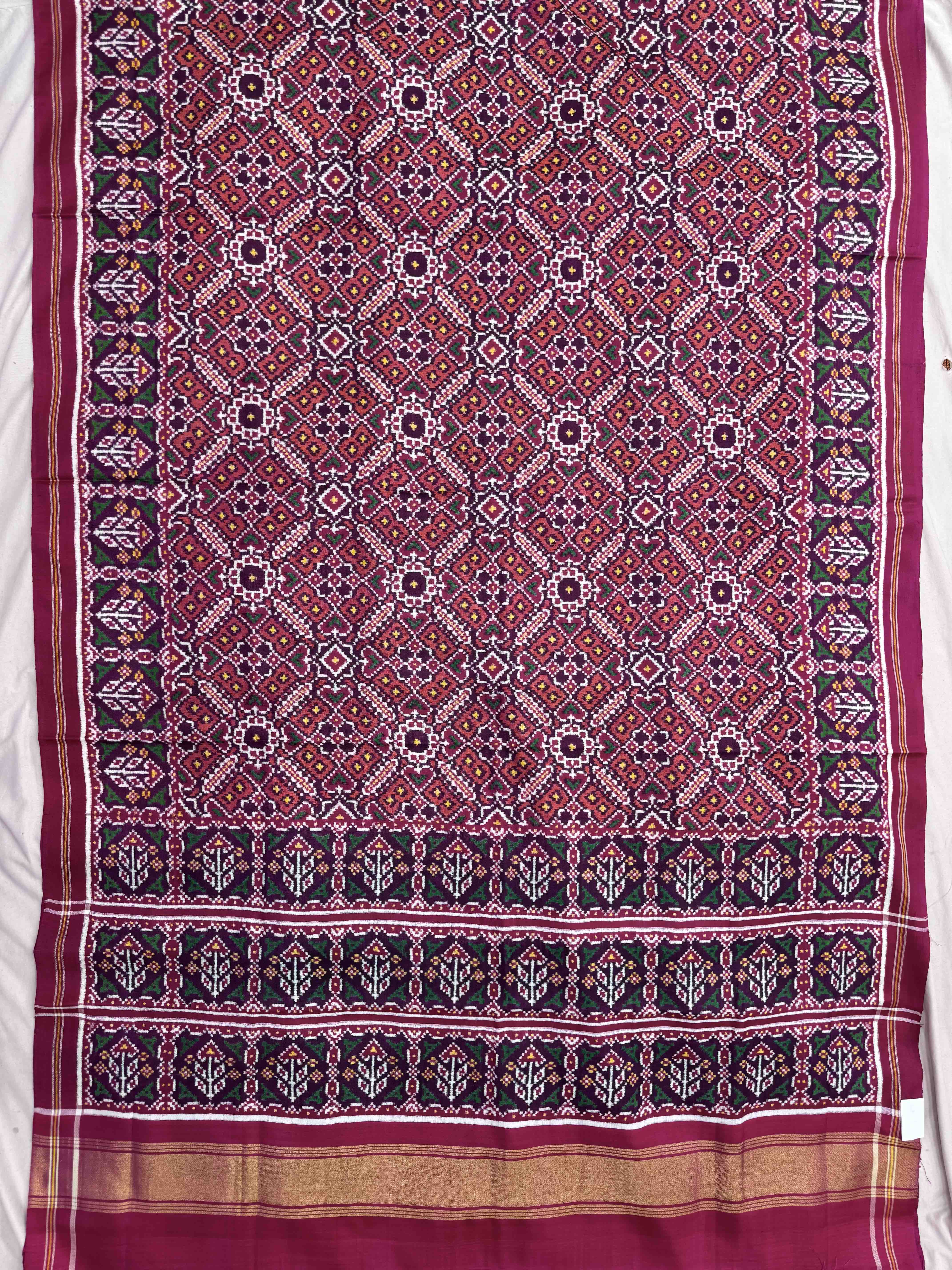 Pink & Carrot Manekchowk Double Ikat Patan Patola Saree