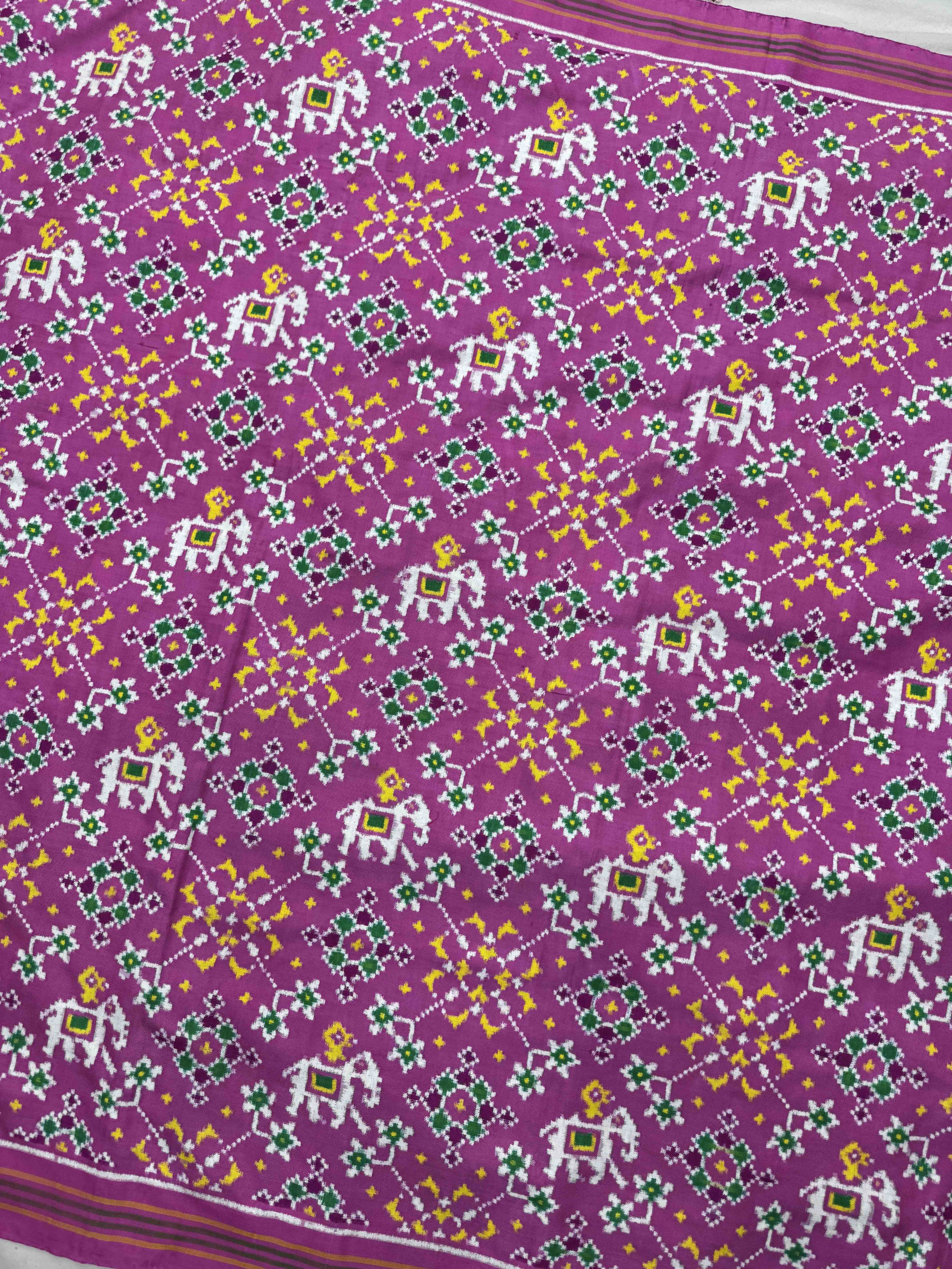 Light Pink Elephant Navratan Double Ikat Patan Patola Saree