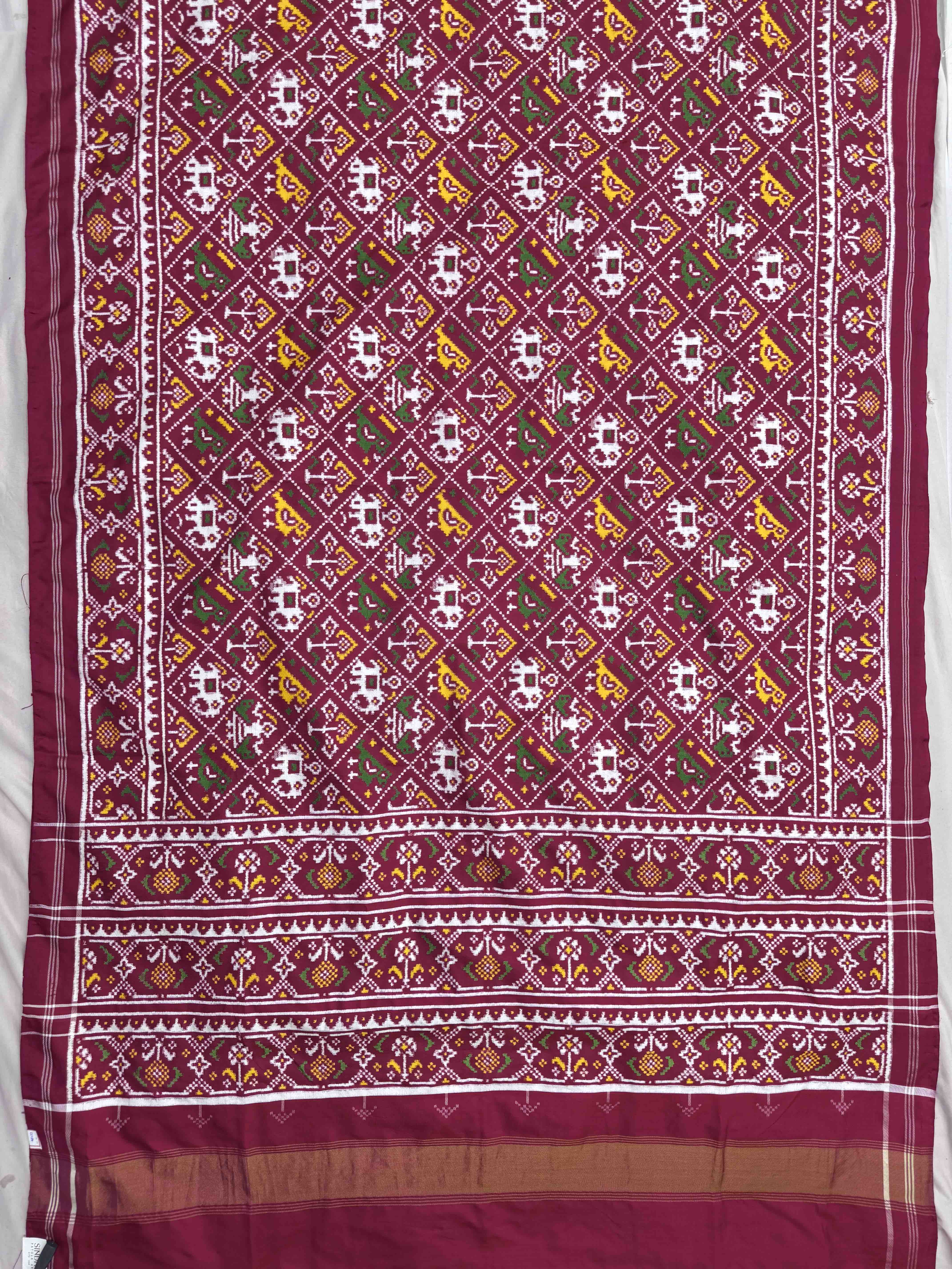 Dark Pink Small Narikunj Double Ikat Patan Patola Saree