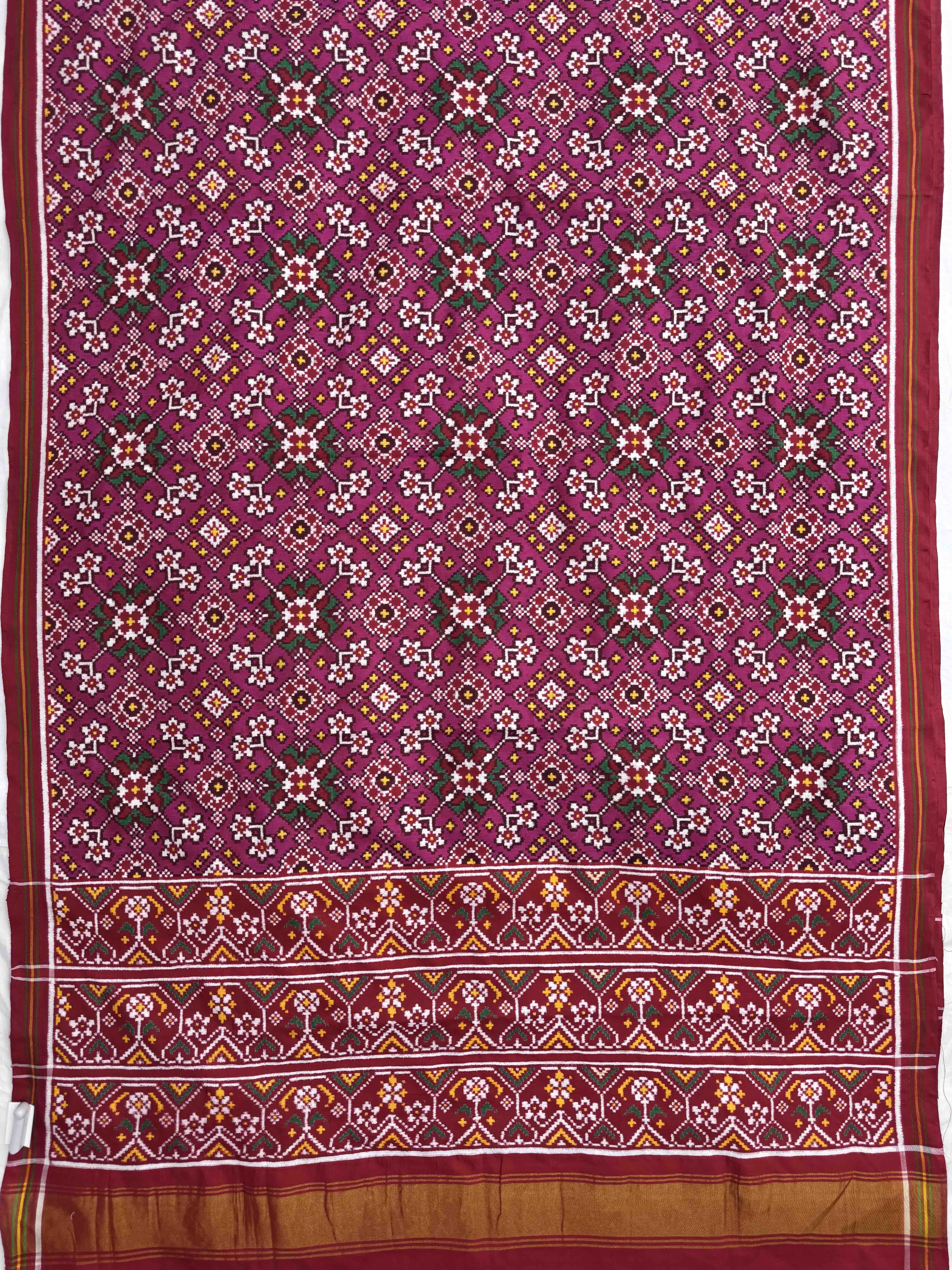 Red & Pink Navratan Double Ikat Patan Patola Saree