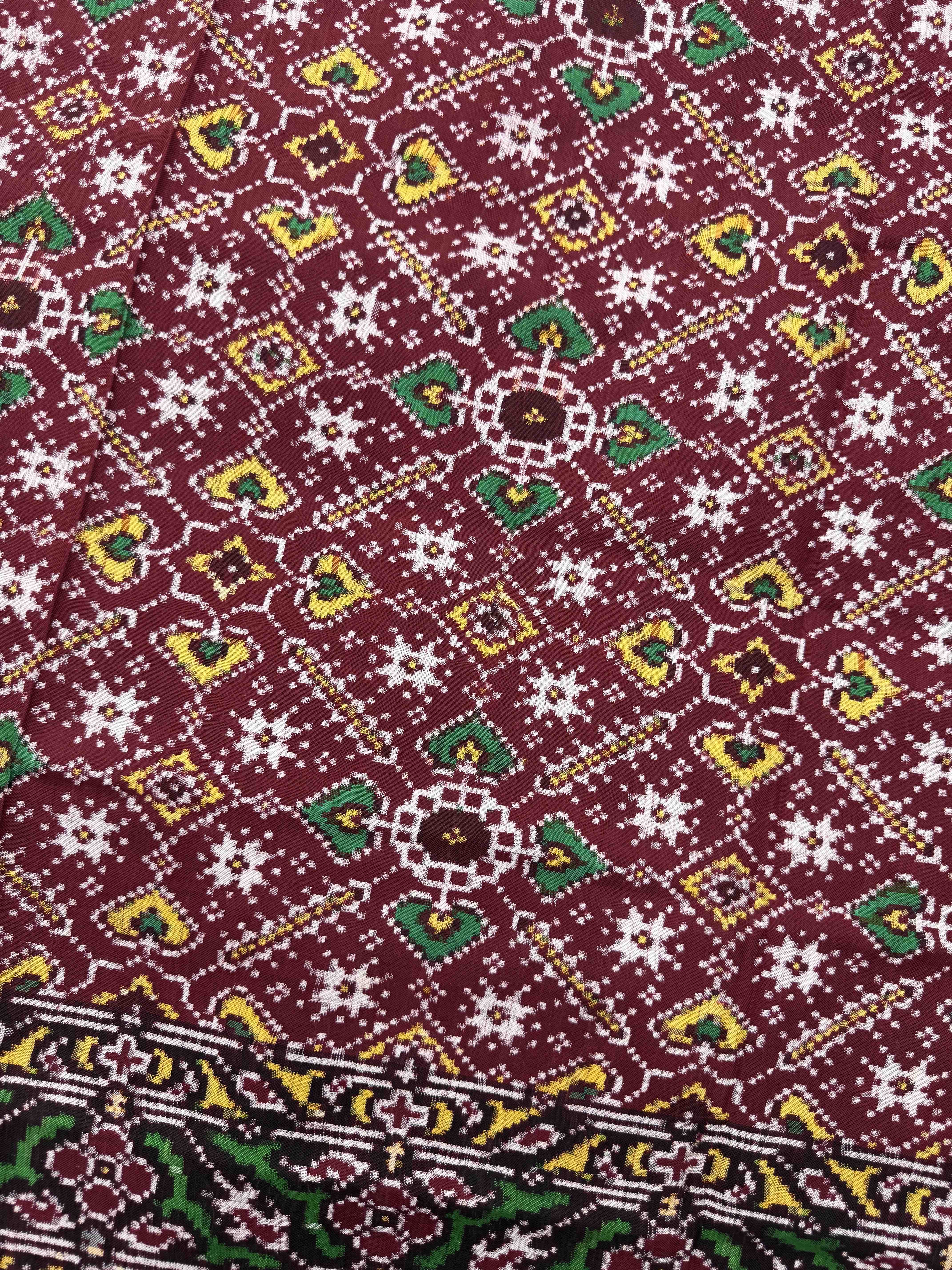 Maroon Manekchowk Double Ikat Patan Patola Saree