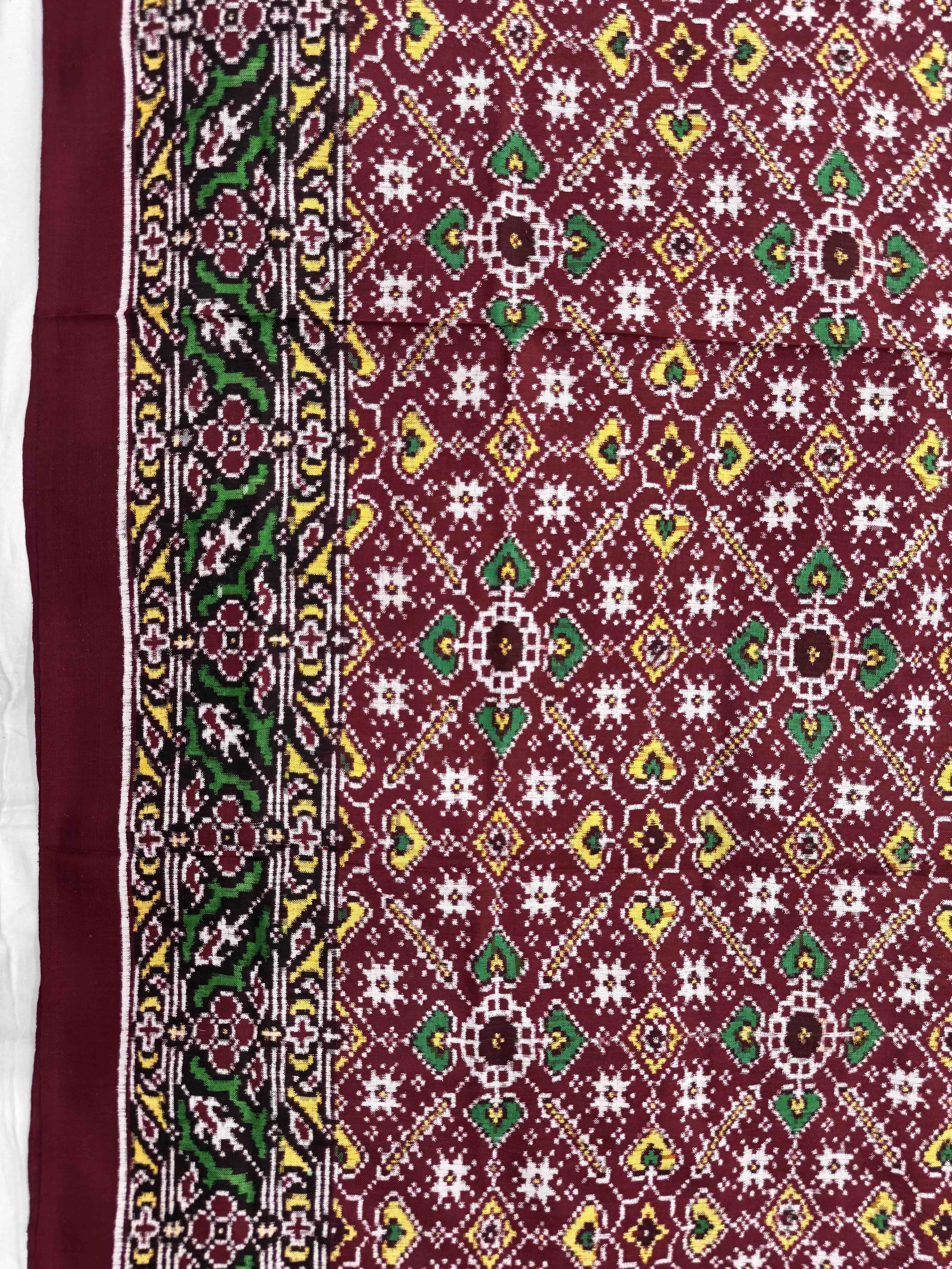 Maroon Manekchowk Double Ikat Patan Patola Saree