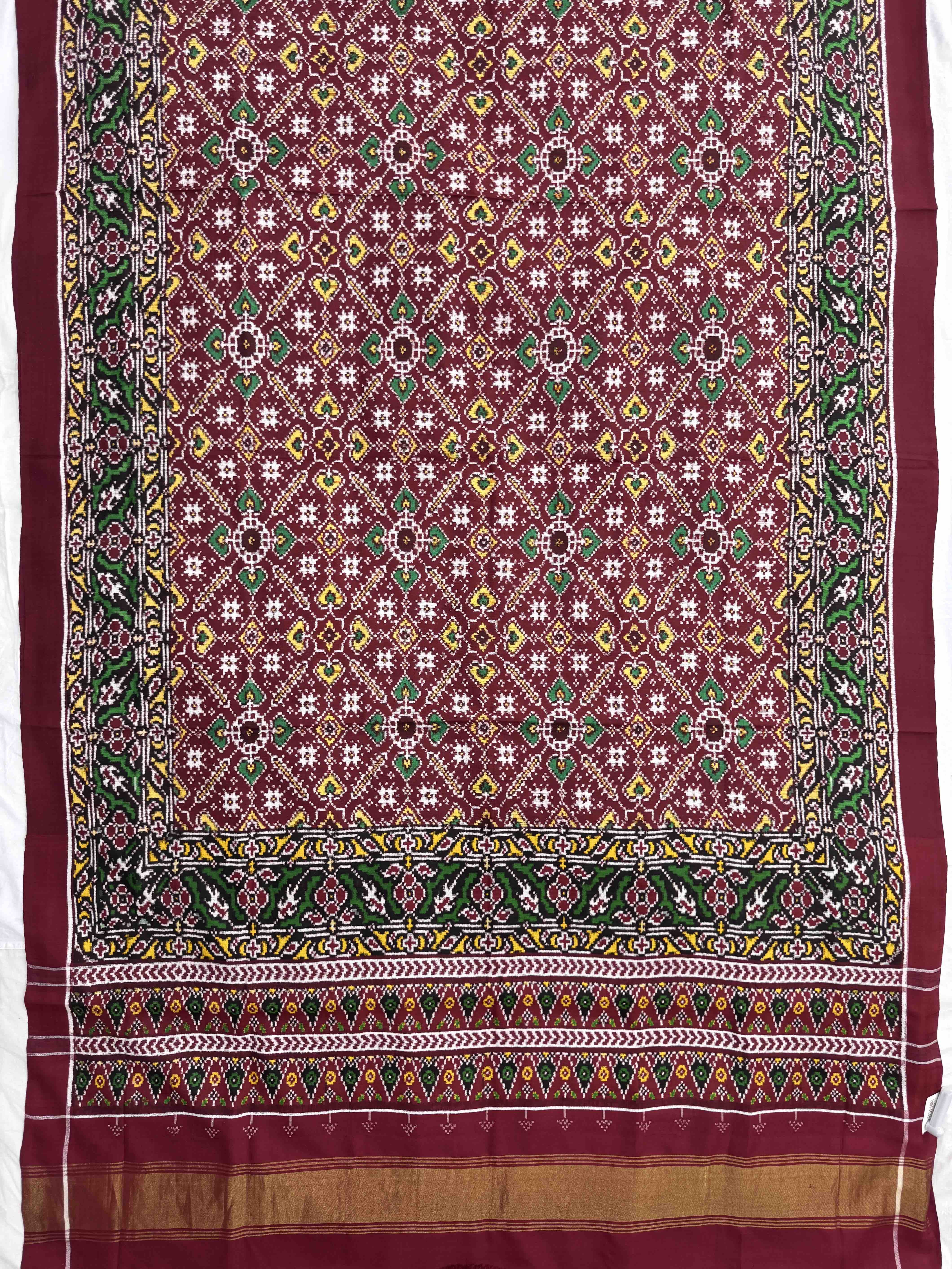 Maroon Manekchowk Double Ikat Patan Patola Saree