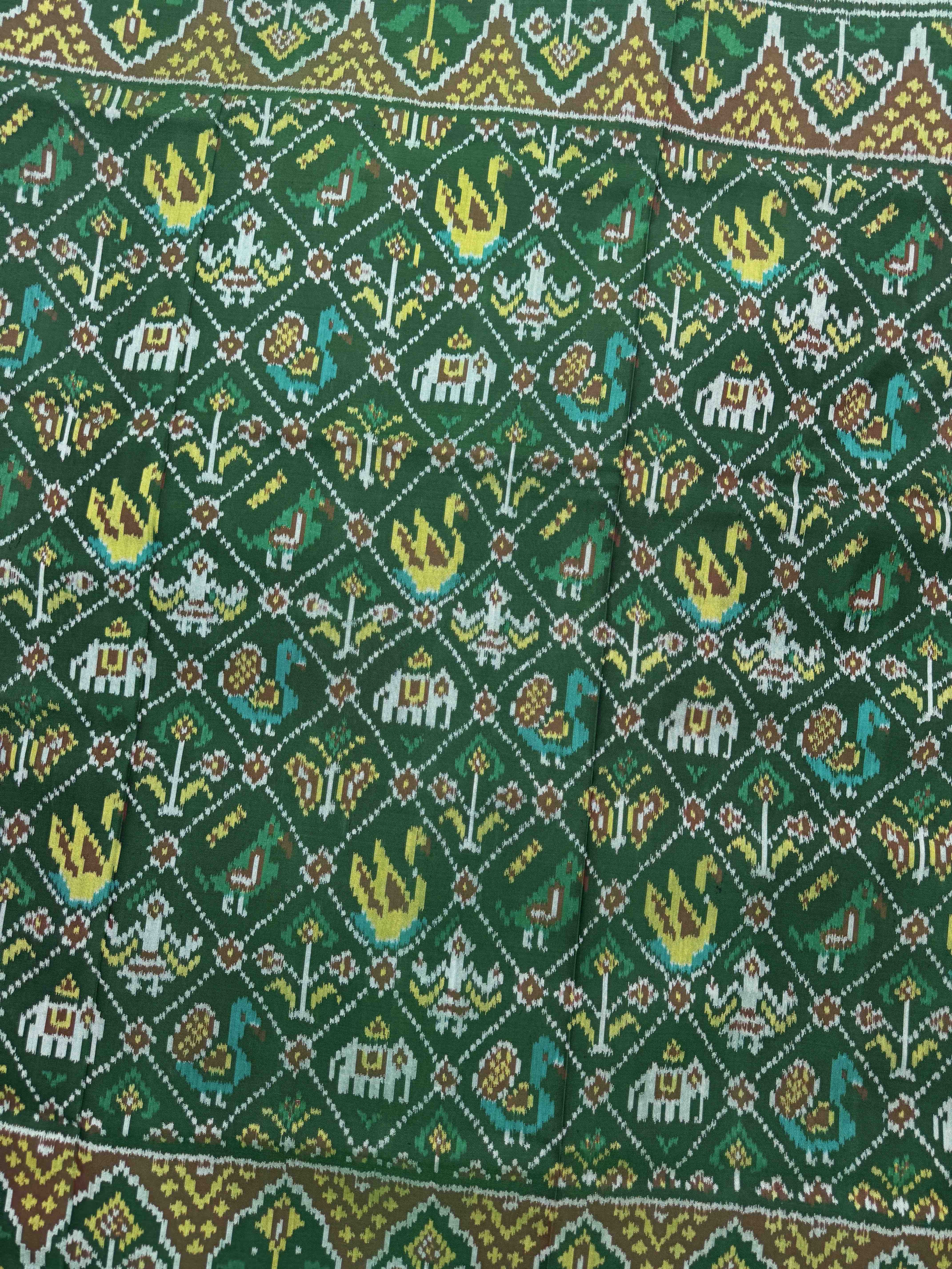 Green Narikunj Single Ikat Patan Patola Saree