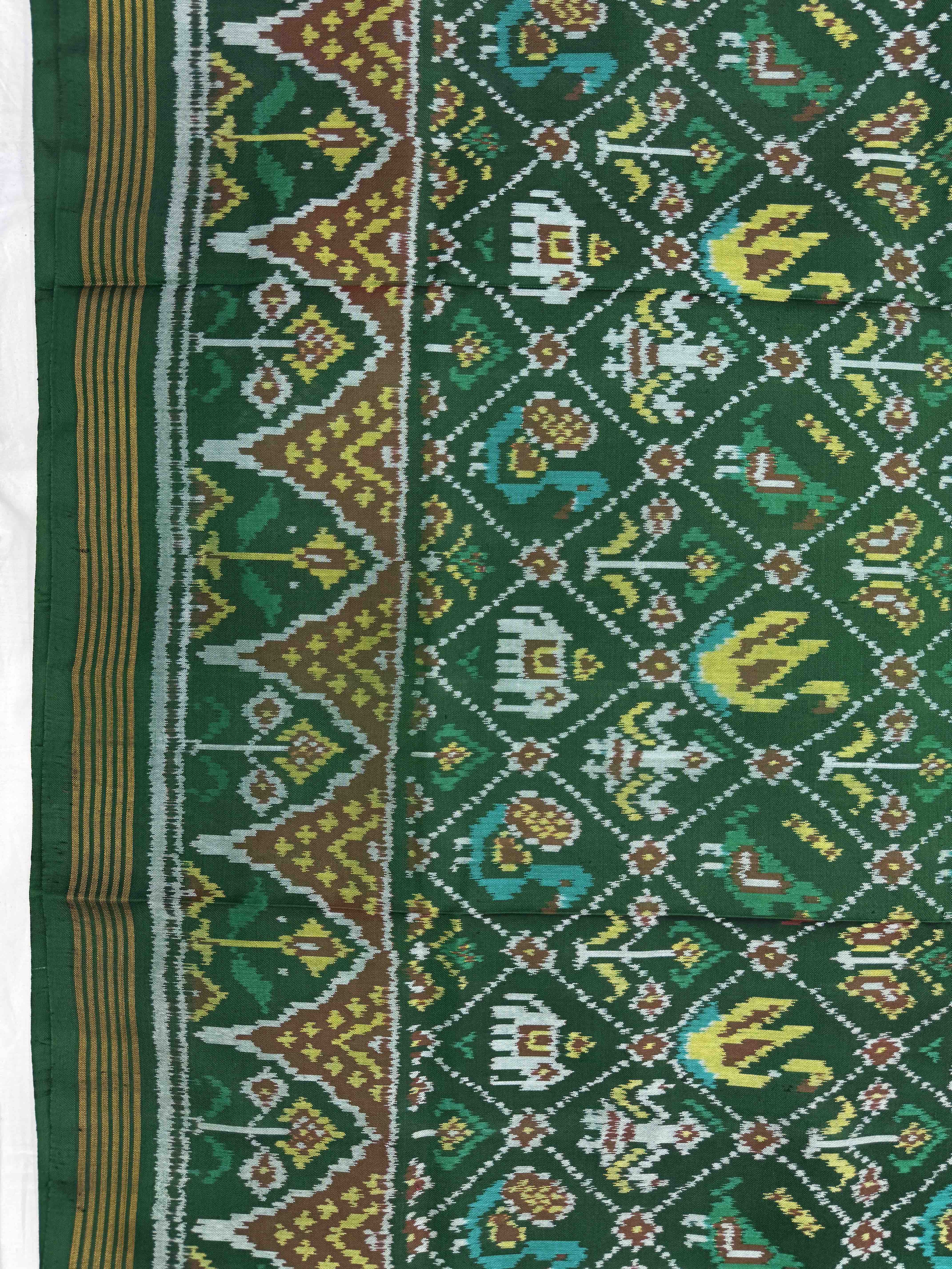Green Narikunj Single Ikat Patan Patola Saree