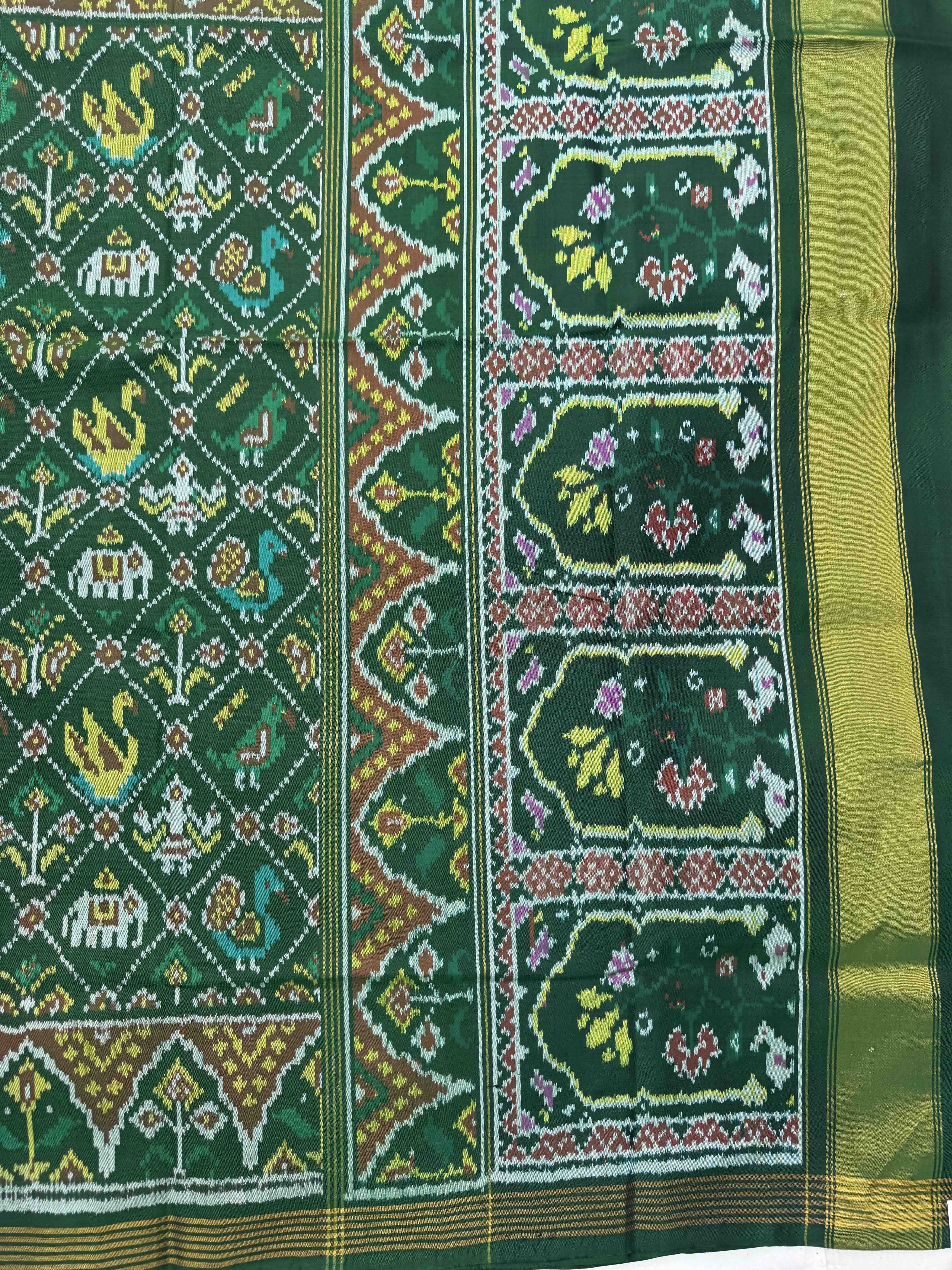 Green Narikunj Single Ikat Patan Patola Saree
