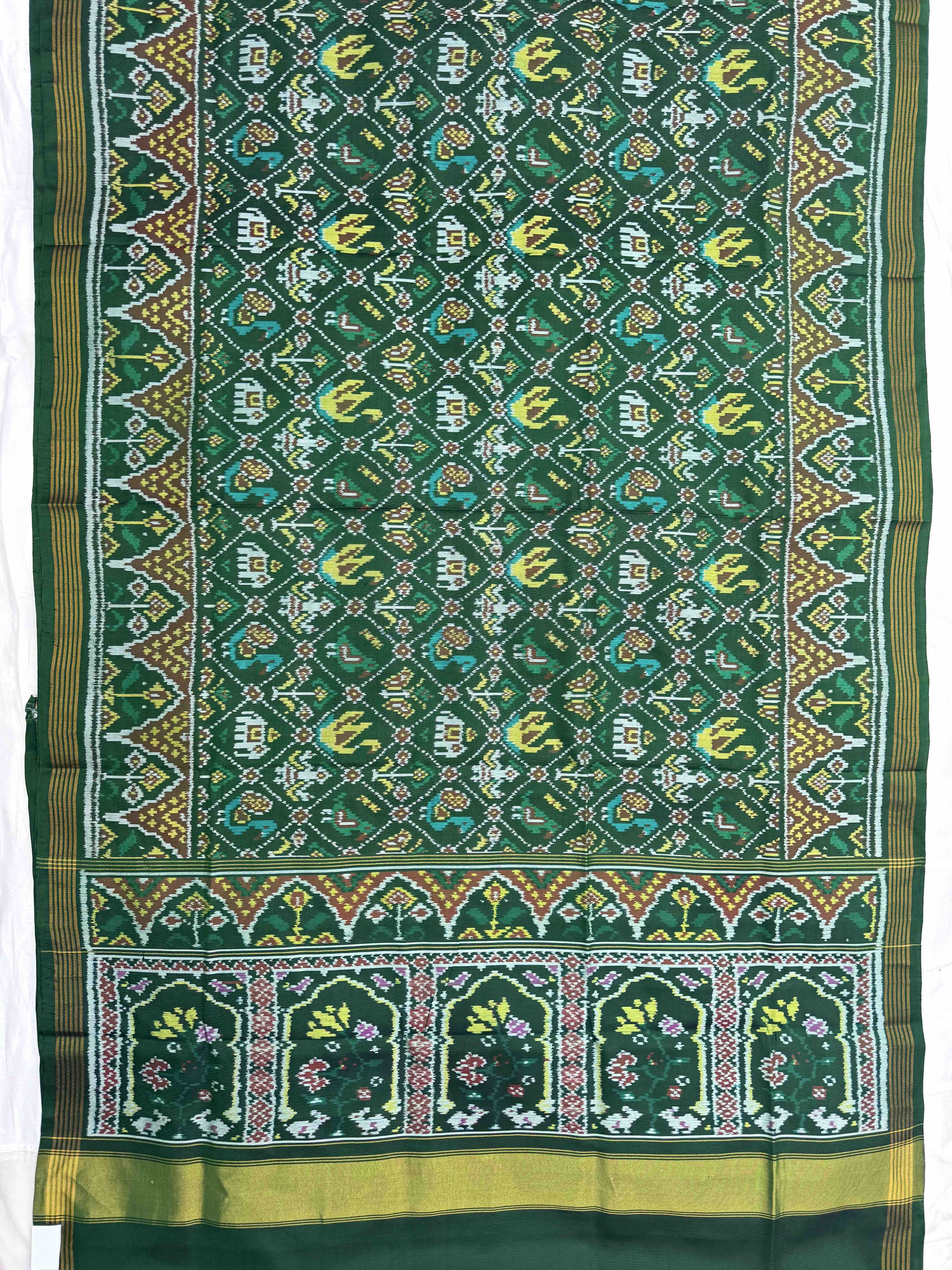 Green Narikunj Single Ikat Patan Patola Saree